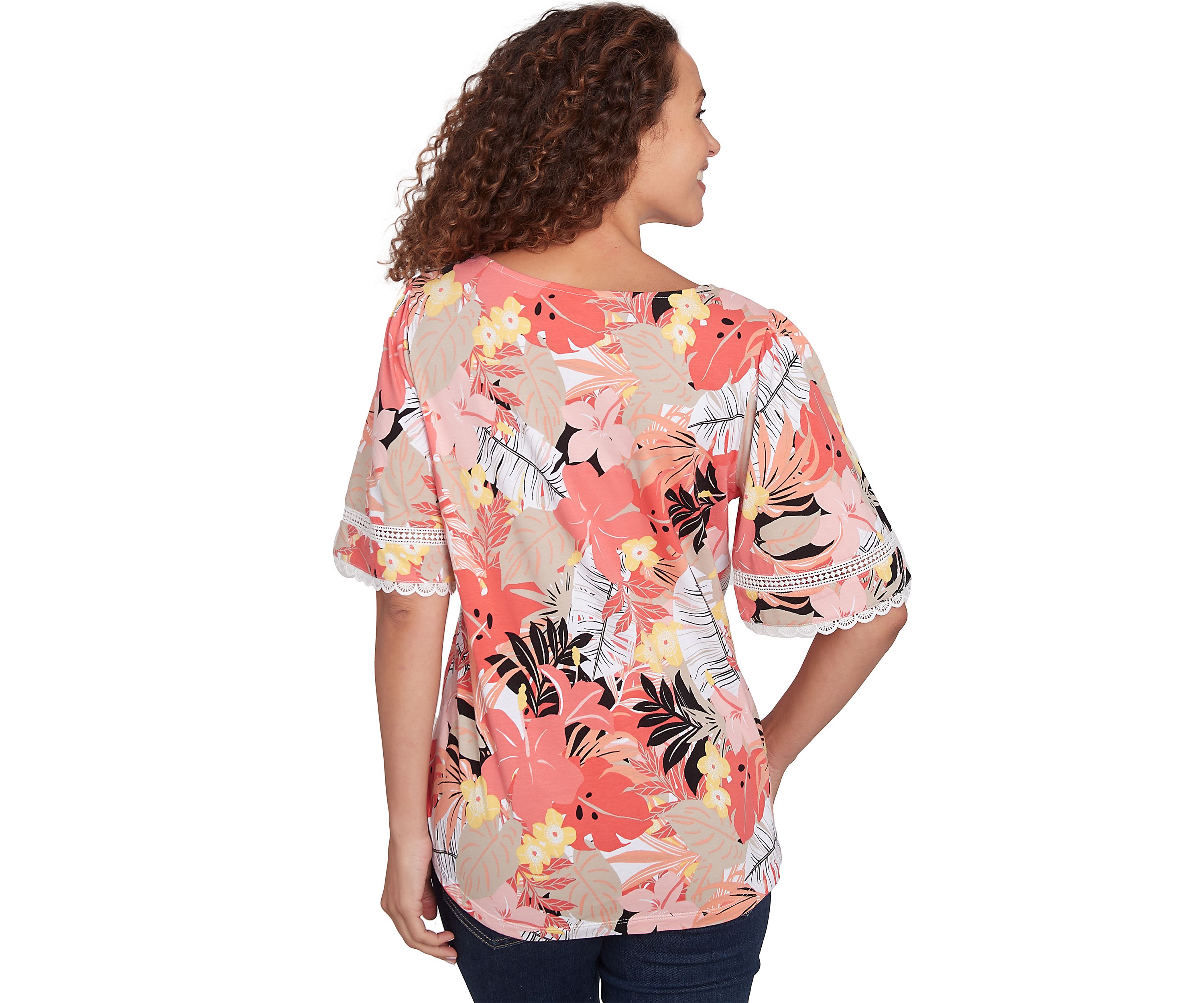 Petite Tropical Layered Print T-Shirt 
