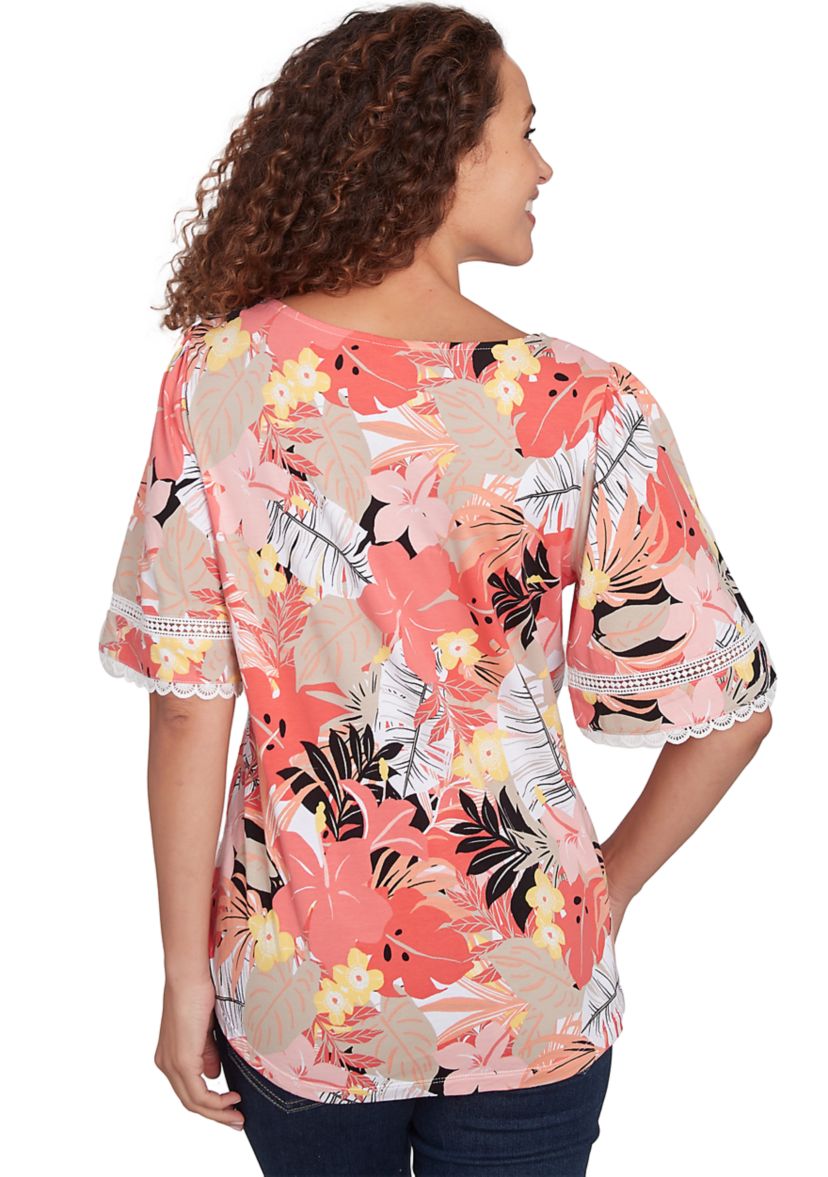 Petite Tropical Layered Print T-Shirt 