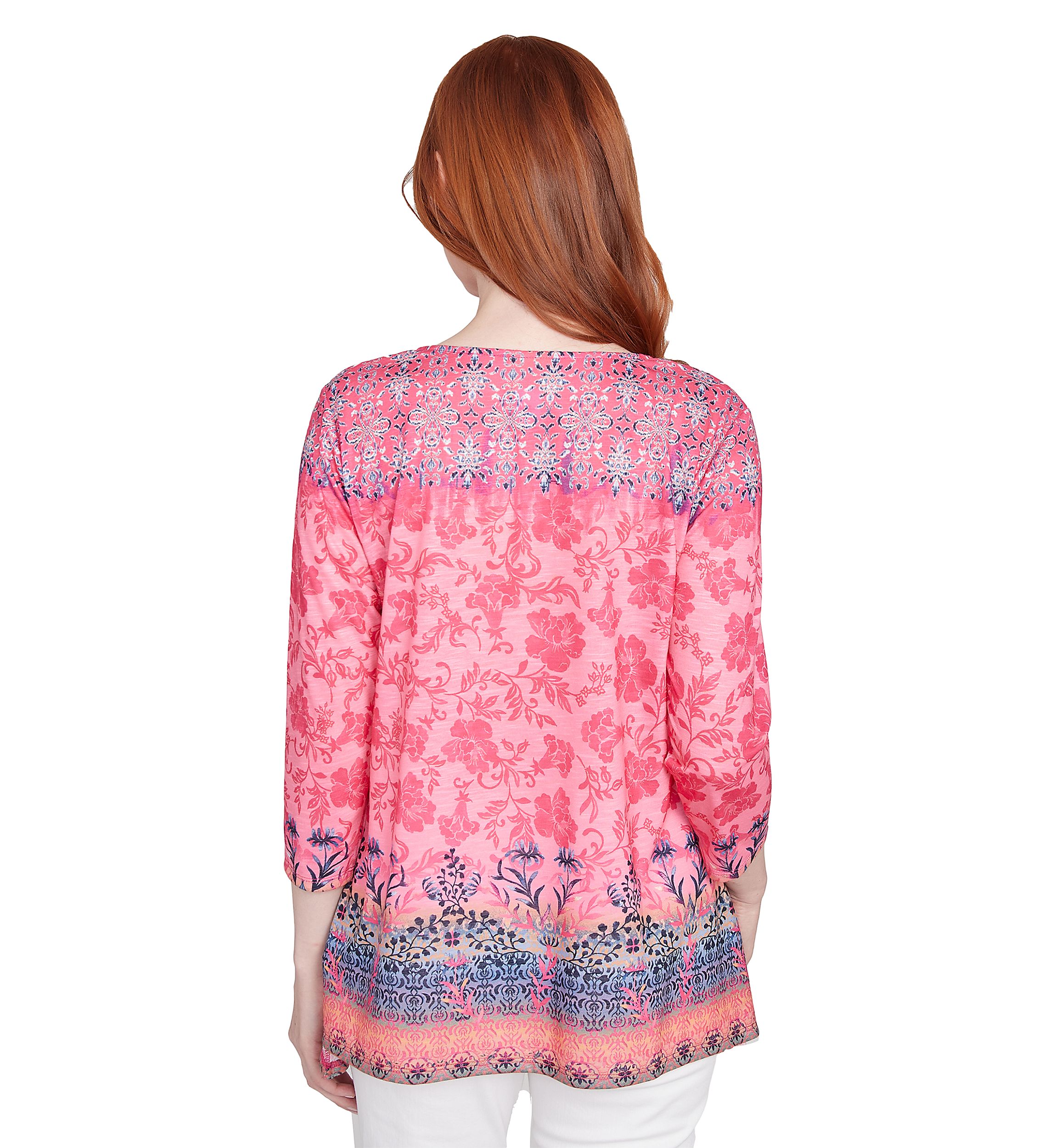 Womens Floral Ombré Border Sublimation Knit Top