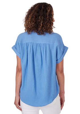 Women's Cotton Gauze Top with Tie