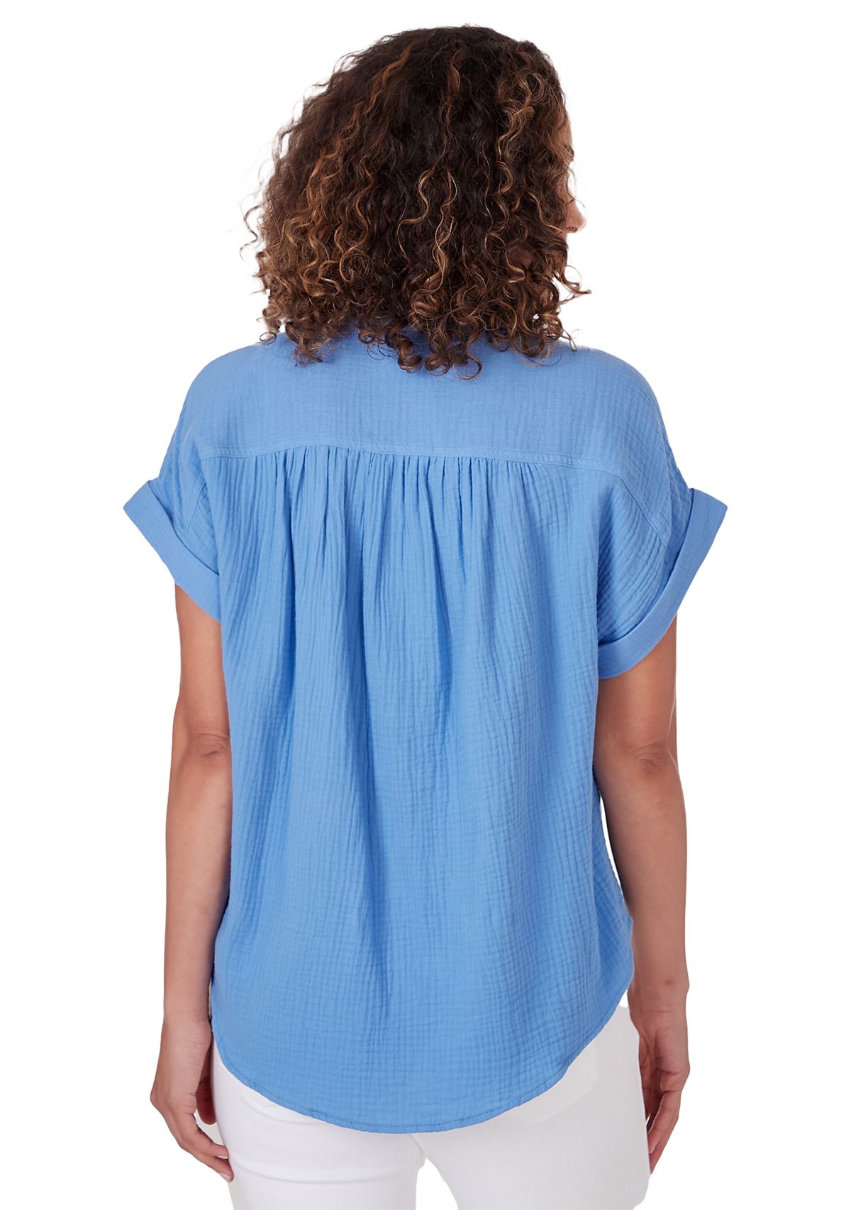 Womens Cotton Gauze Top with Tie