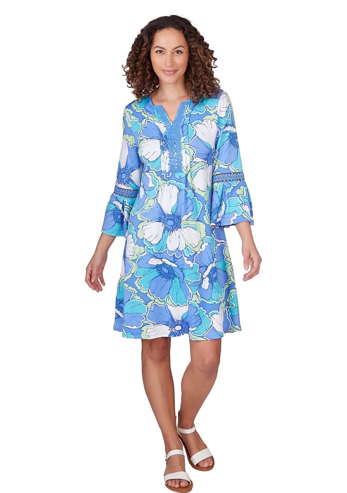 Womens Floral Puff Print Dress