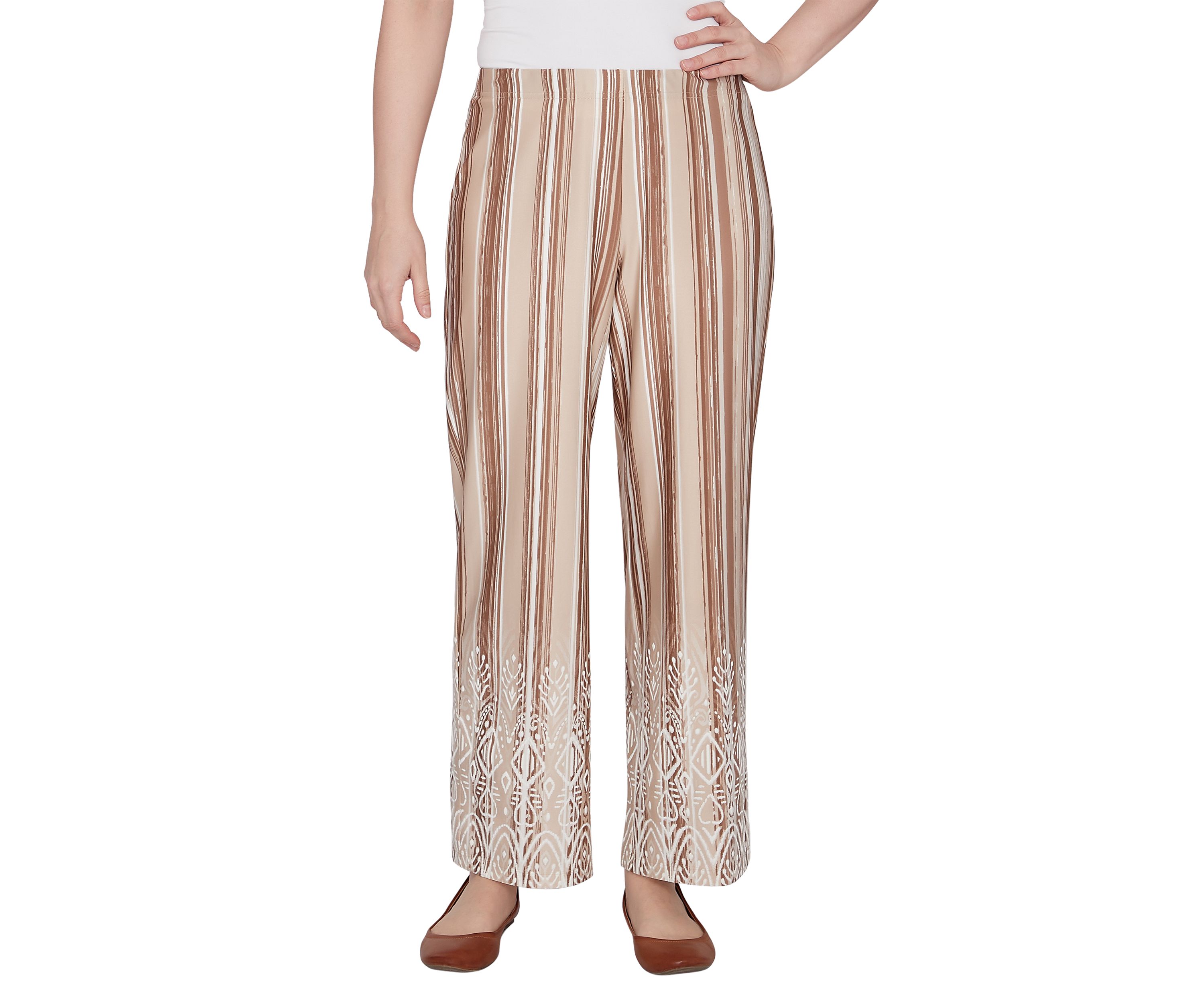 Plus Size Boho Stripe Puff Print Wide Leg Pants