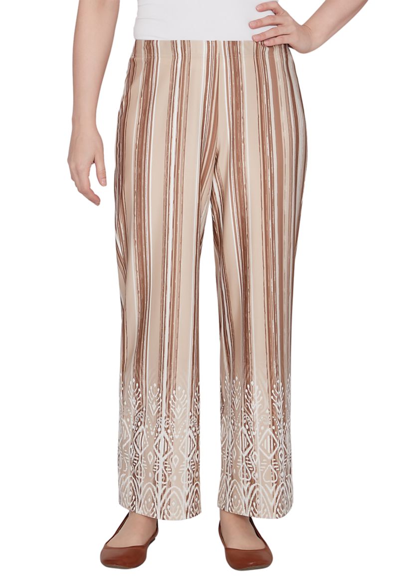 Plus Size Boho Stripe Puff Print Wide Leg Pants