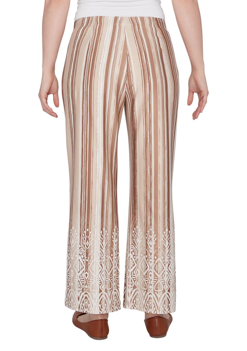 Plus Size Boho Stripe Puff Print Wide Leg Pants