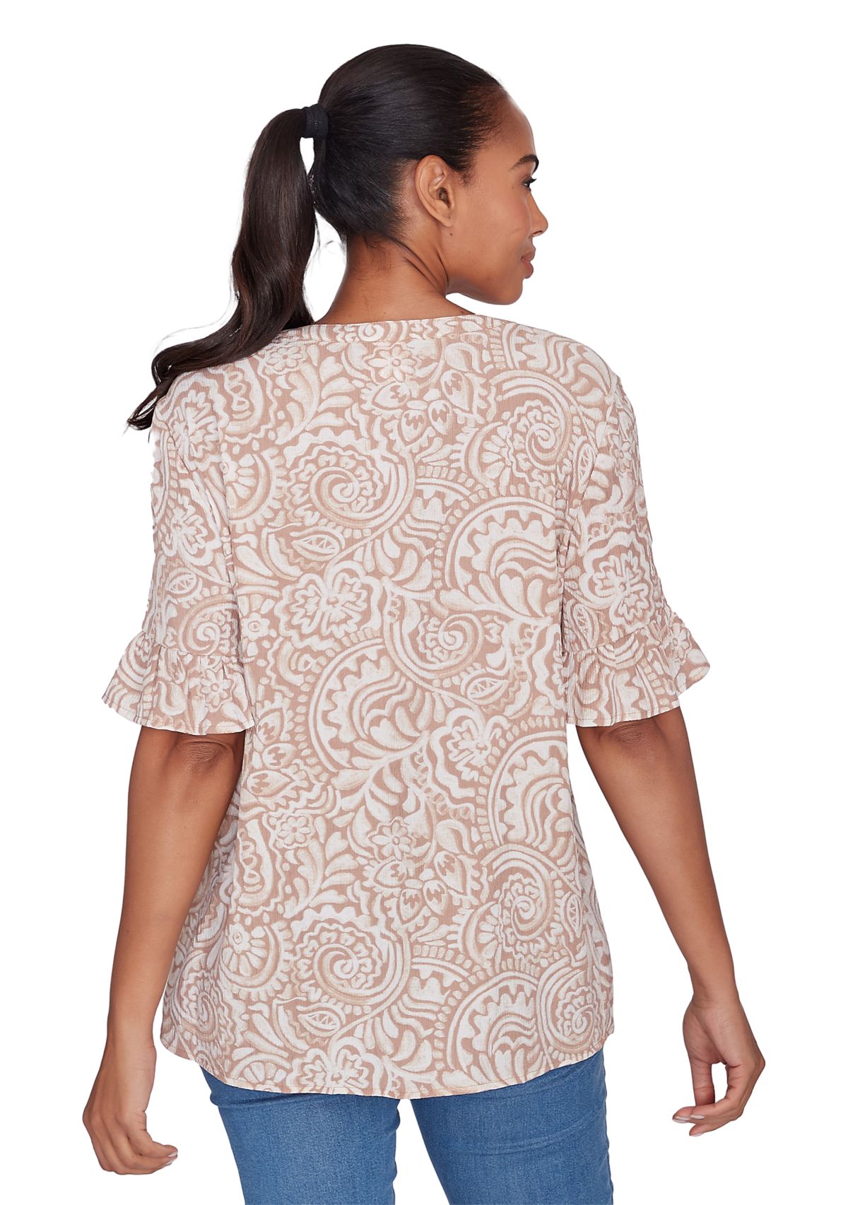 Womens Printed Rayon Gauze Top