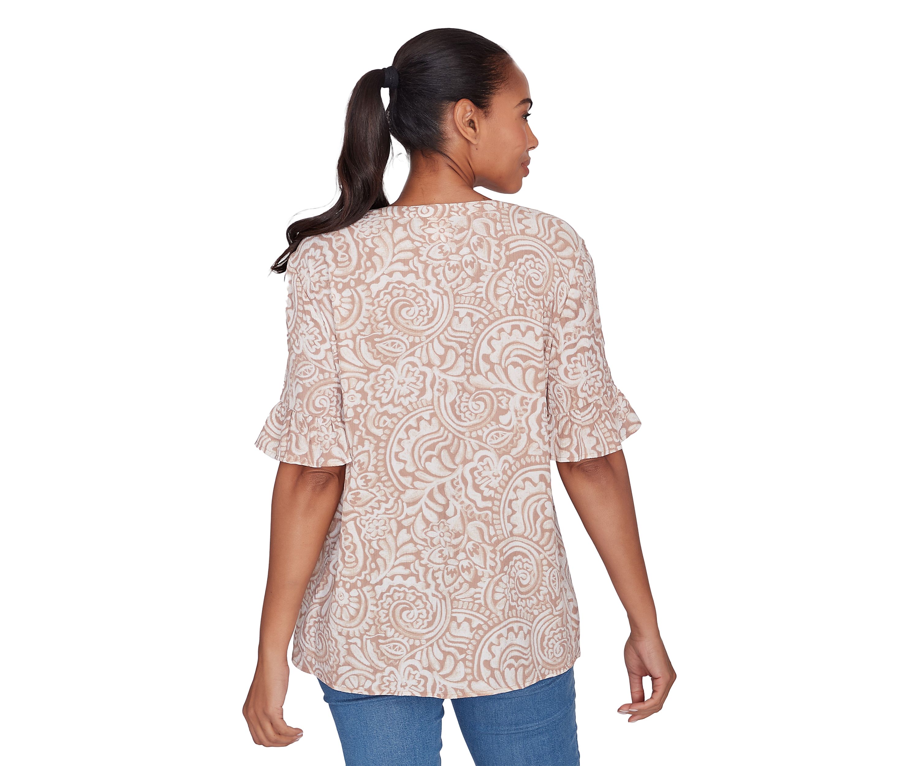 Womens Printed Rayon Gauze Top