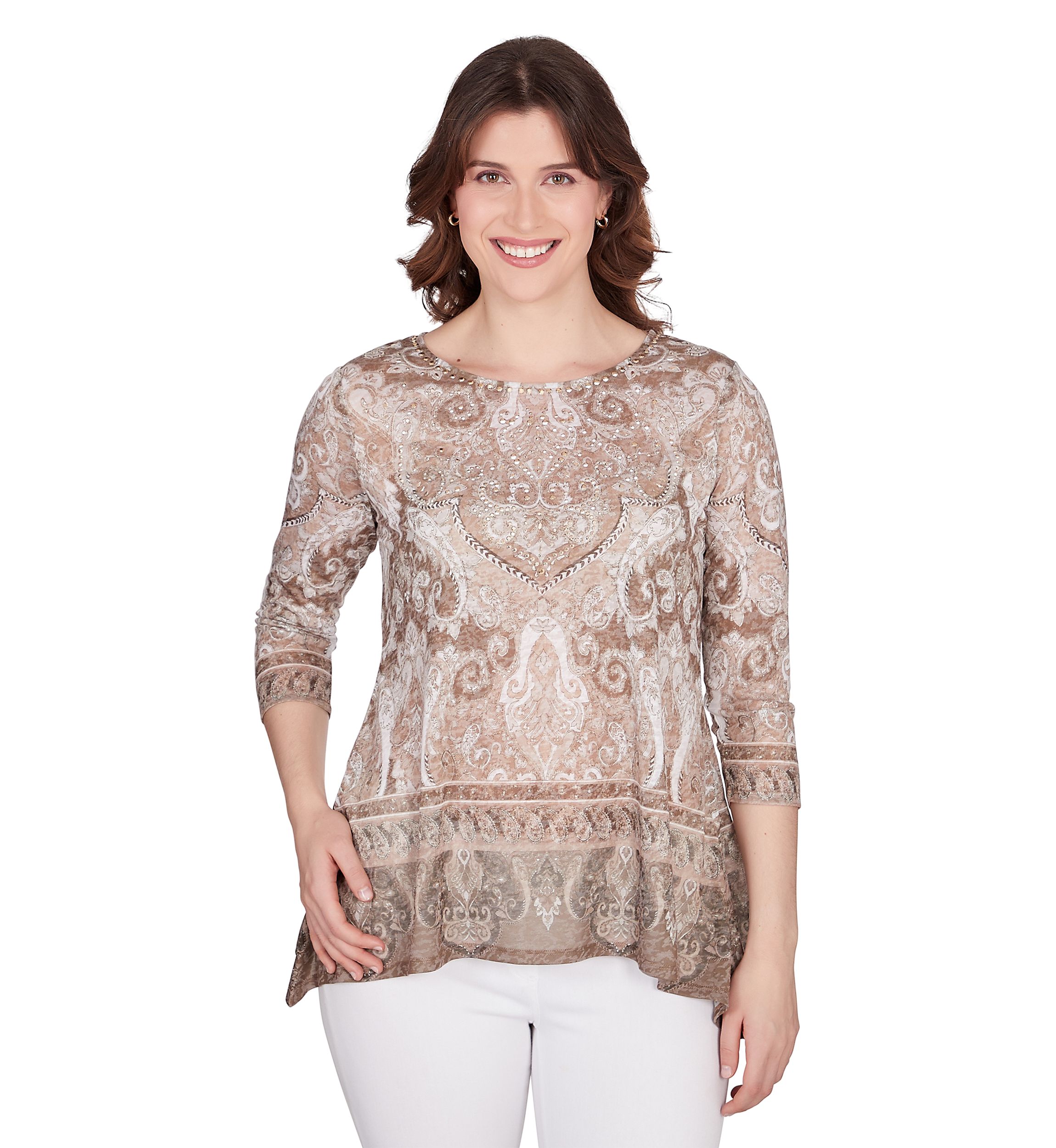Womens Bohemian Beaded Knit Top
