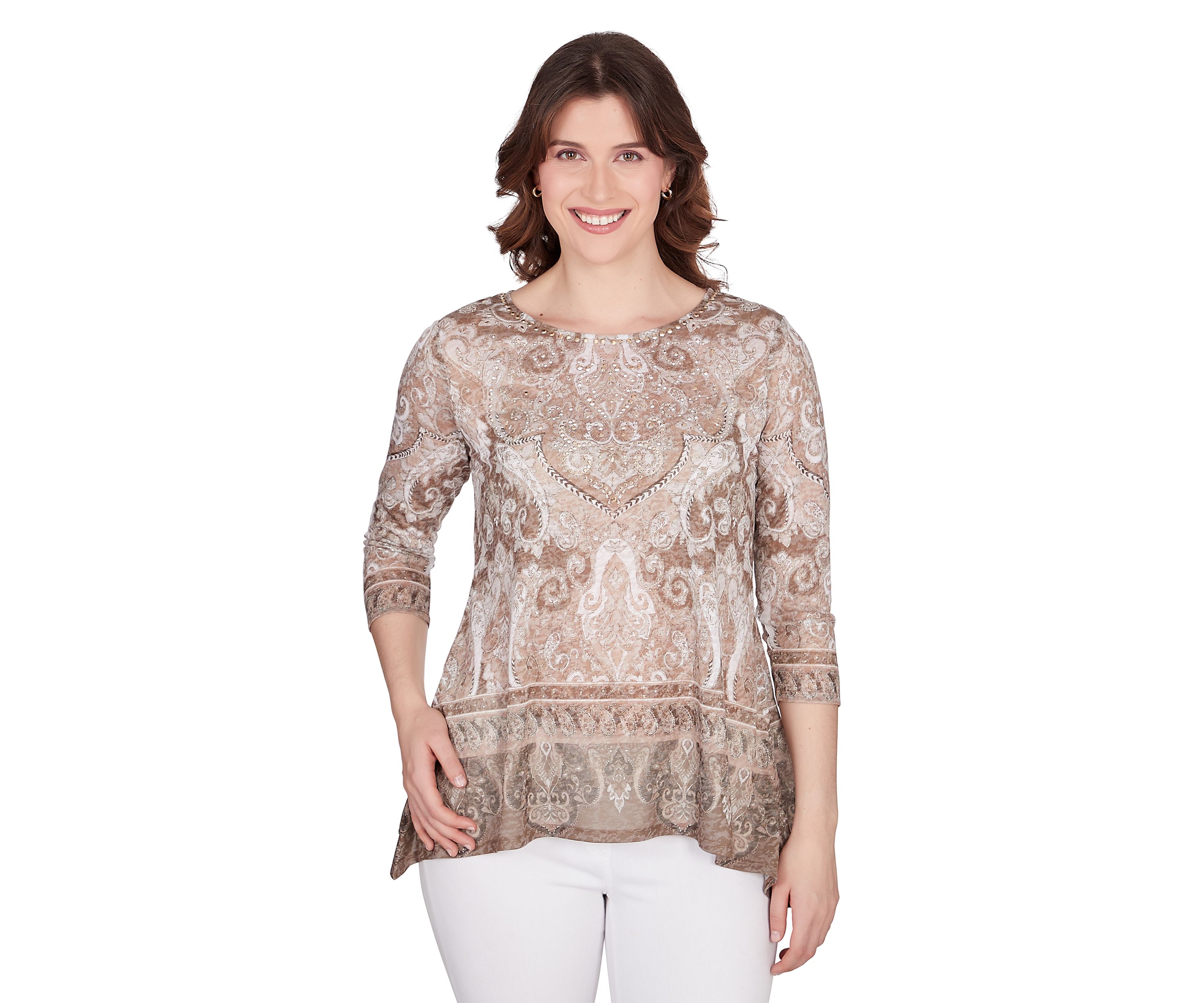 Womens Bohemian Beaded Knit Top