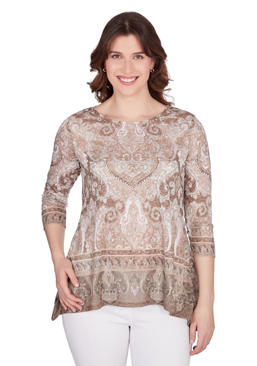 Womens Bohemian Beaded Knit Top