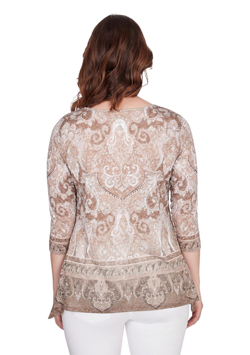 Womens Bohemian Beaded Knit Top