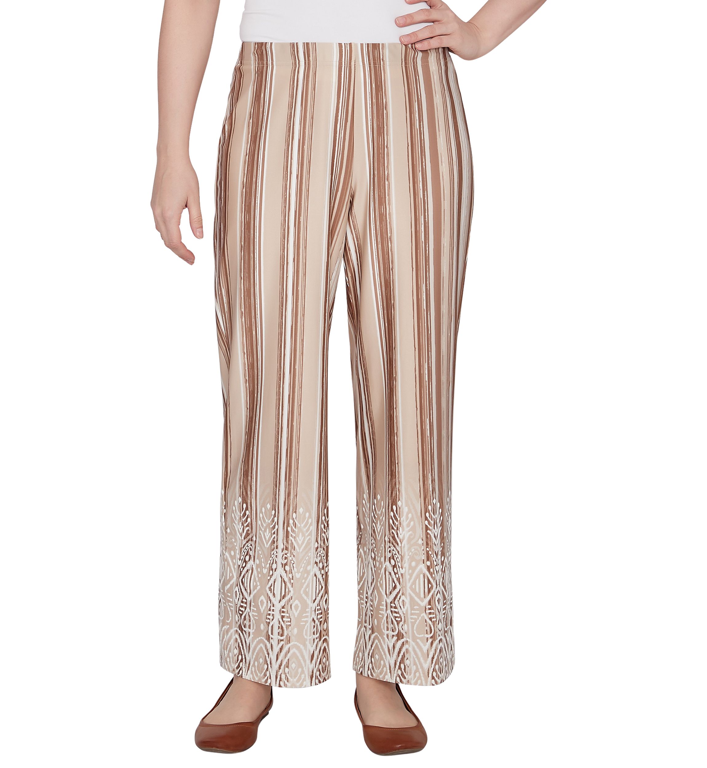 Petite Boho Stripe Puff Print Wide Leg Pants