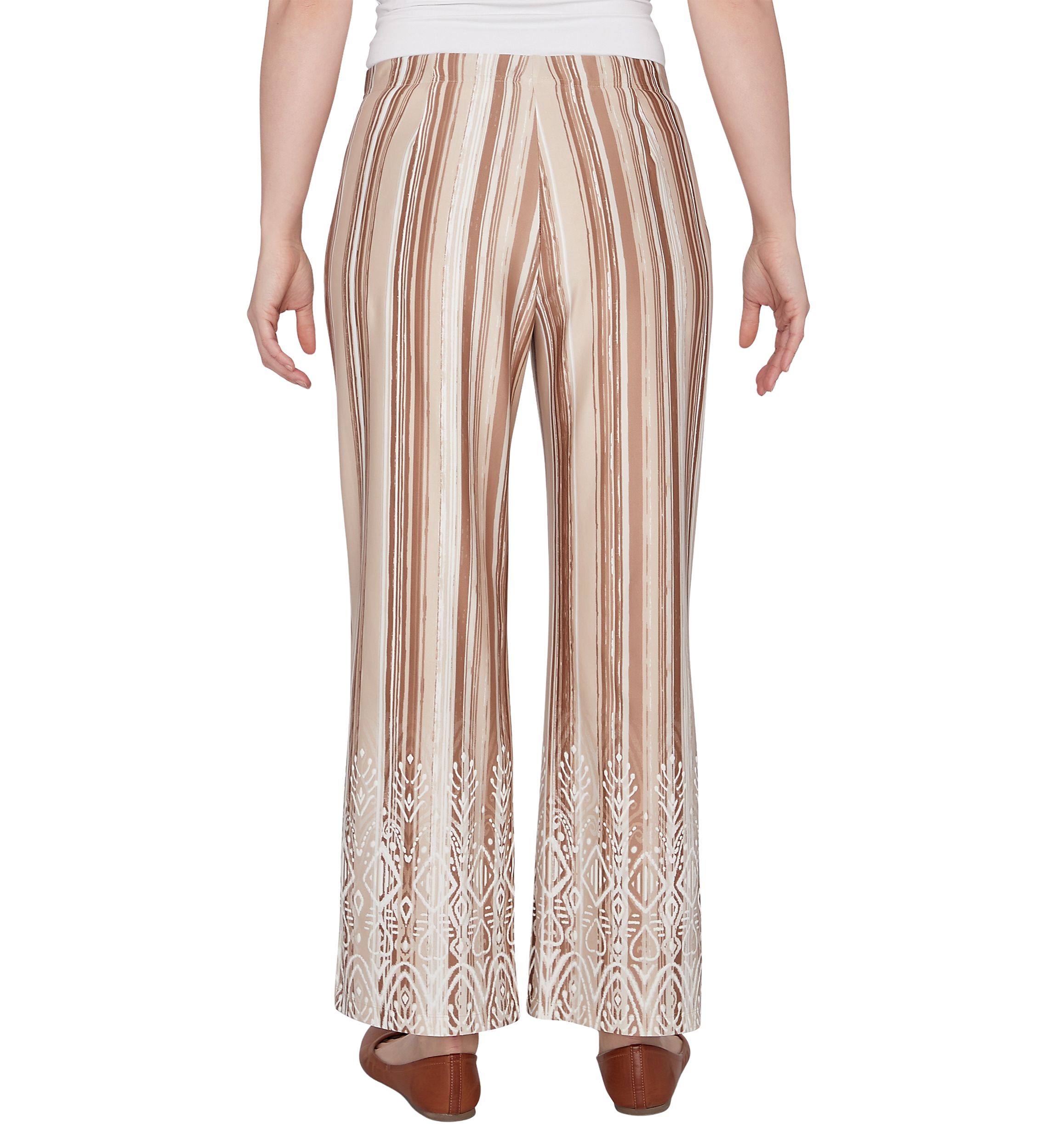 Petite Boho Stripe Puff Print Wide Leg Pants