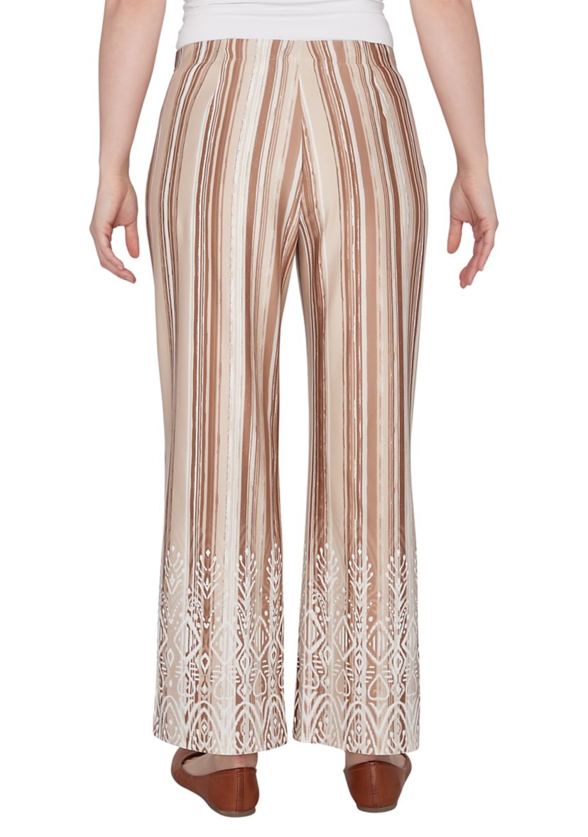 Petite Boho Stripe Puff Print Wide Leg Pants