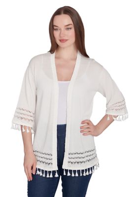 Petite Cotton Lace Open Cardigan