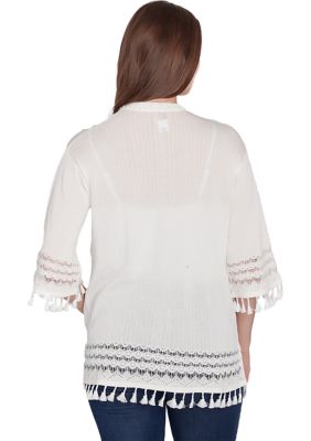 Petite Cotton Lace Open Cardigan