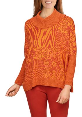 Women's Oversized Patchwork Printed Sweater