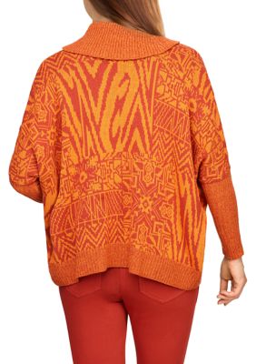 Women's Oversized Patchwork Printed Sweater