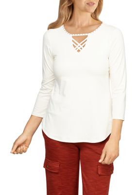 Women's Embellished Solid Soft Peached Top