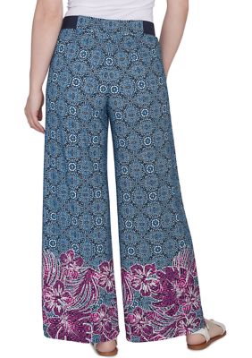 Women's Tropical Border Crepe Wide Leg Pants