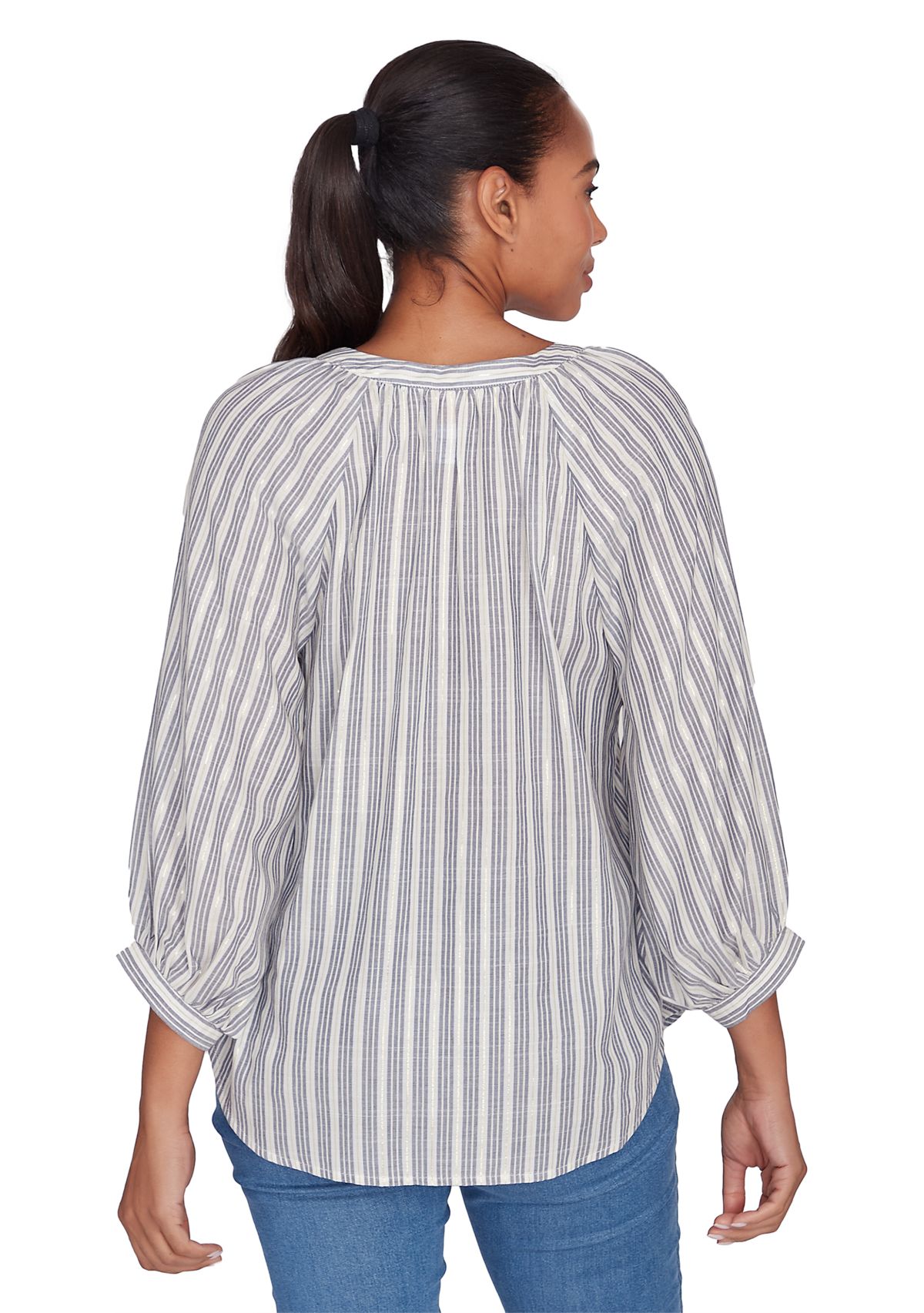 Plus Size Embroidered Cotton Blouse