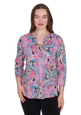 Women's Embellished Paisley Swirl Top