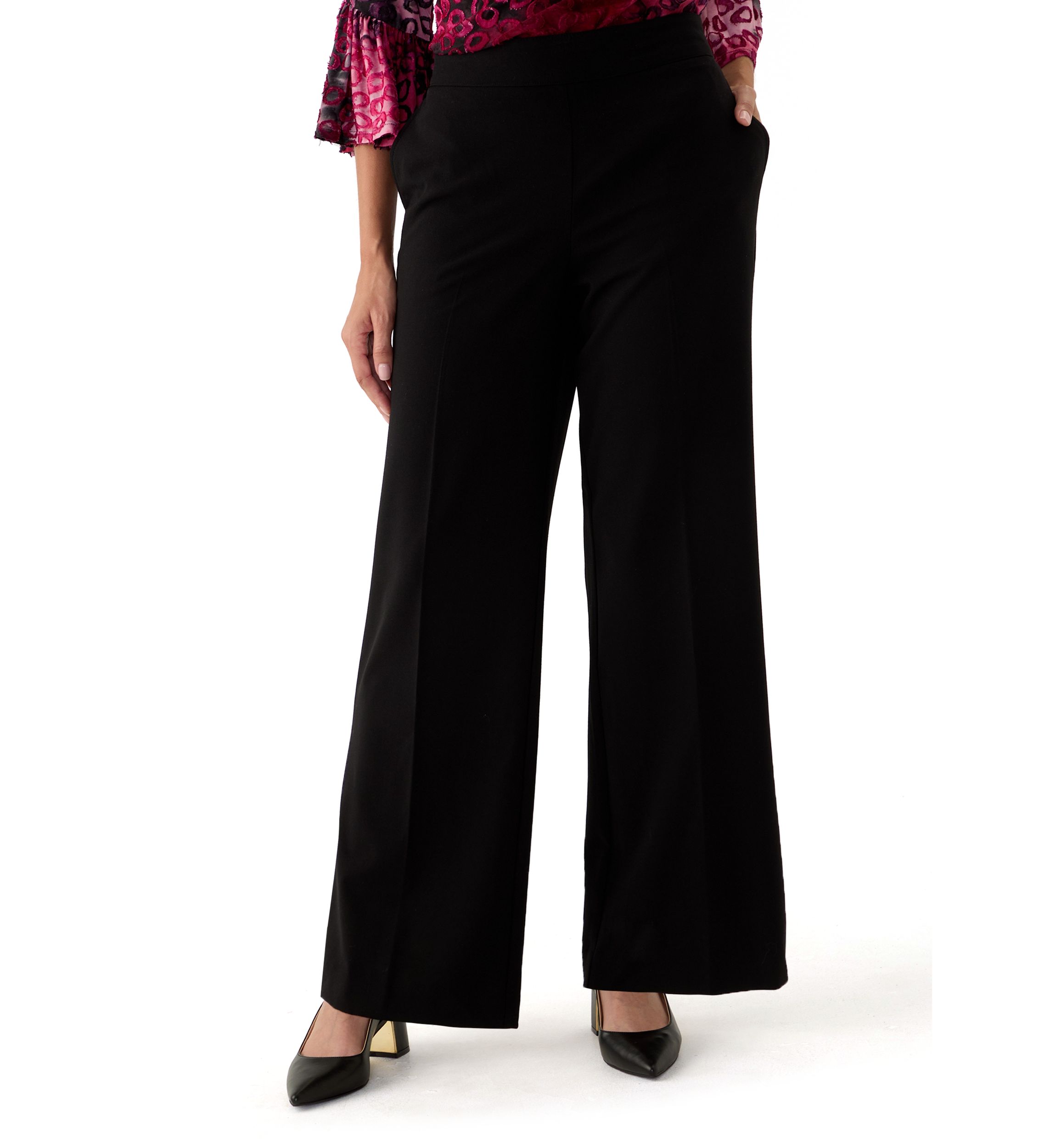 Womens Pull On Wide Leg Light Weight Trouser Pants