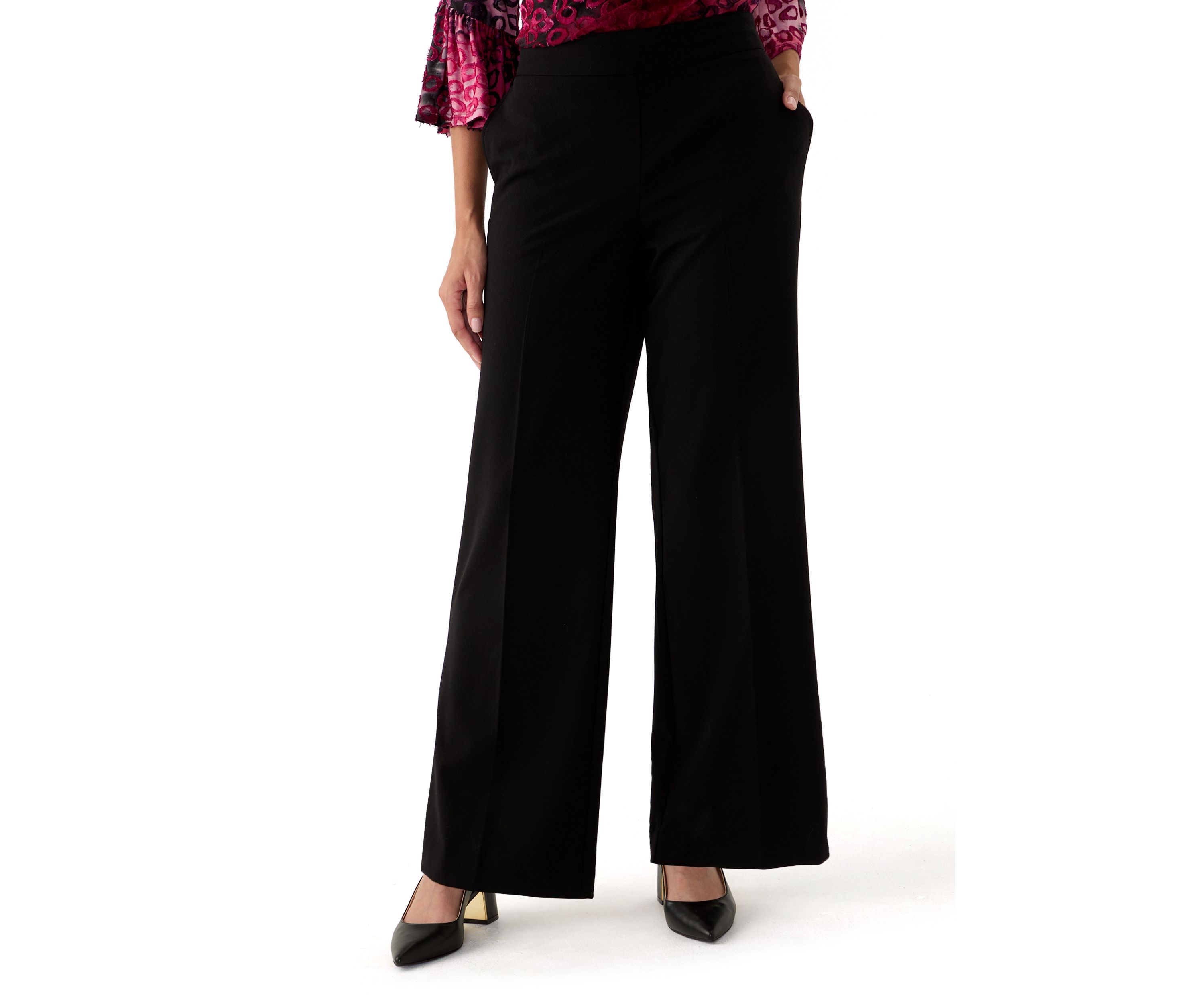 Womens Pull On Wide Leg Light Weight Trouser Pants