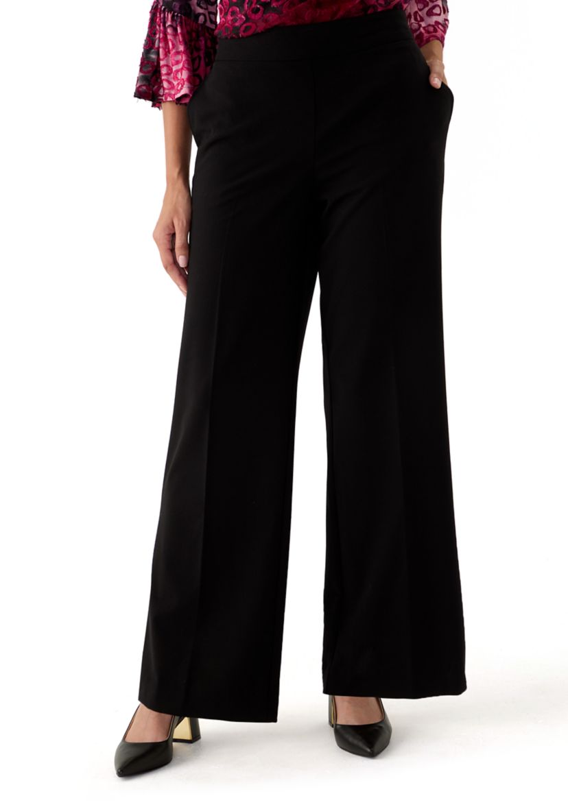 Womens Pull On Wide Leg Light Weight Trouser Pants