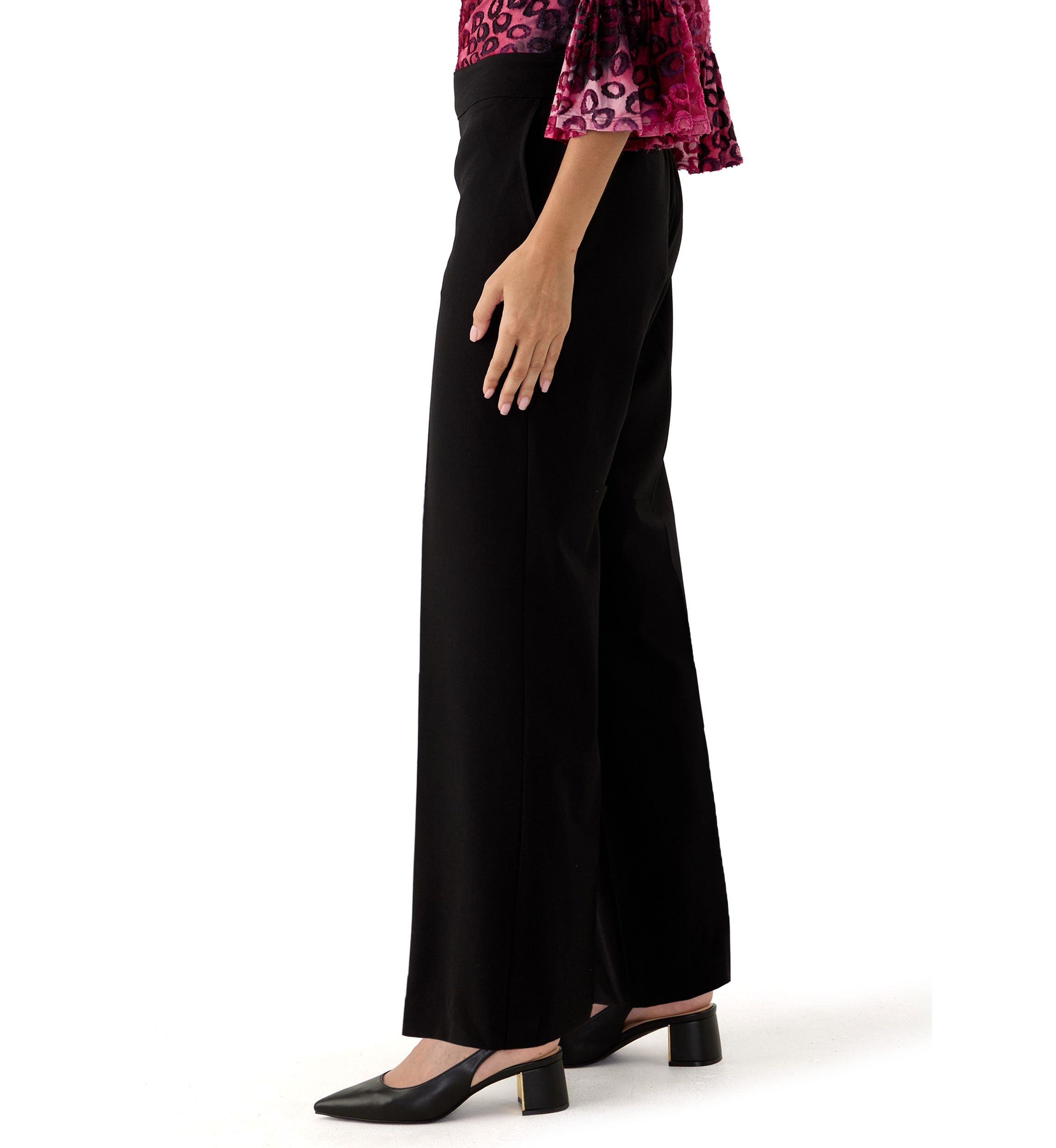 Womens Pull On Wide Leg Light Weight Trouser Pants