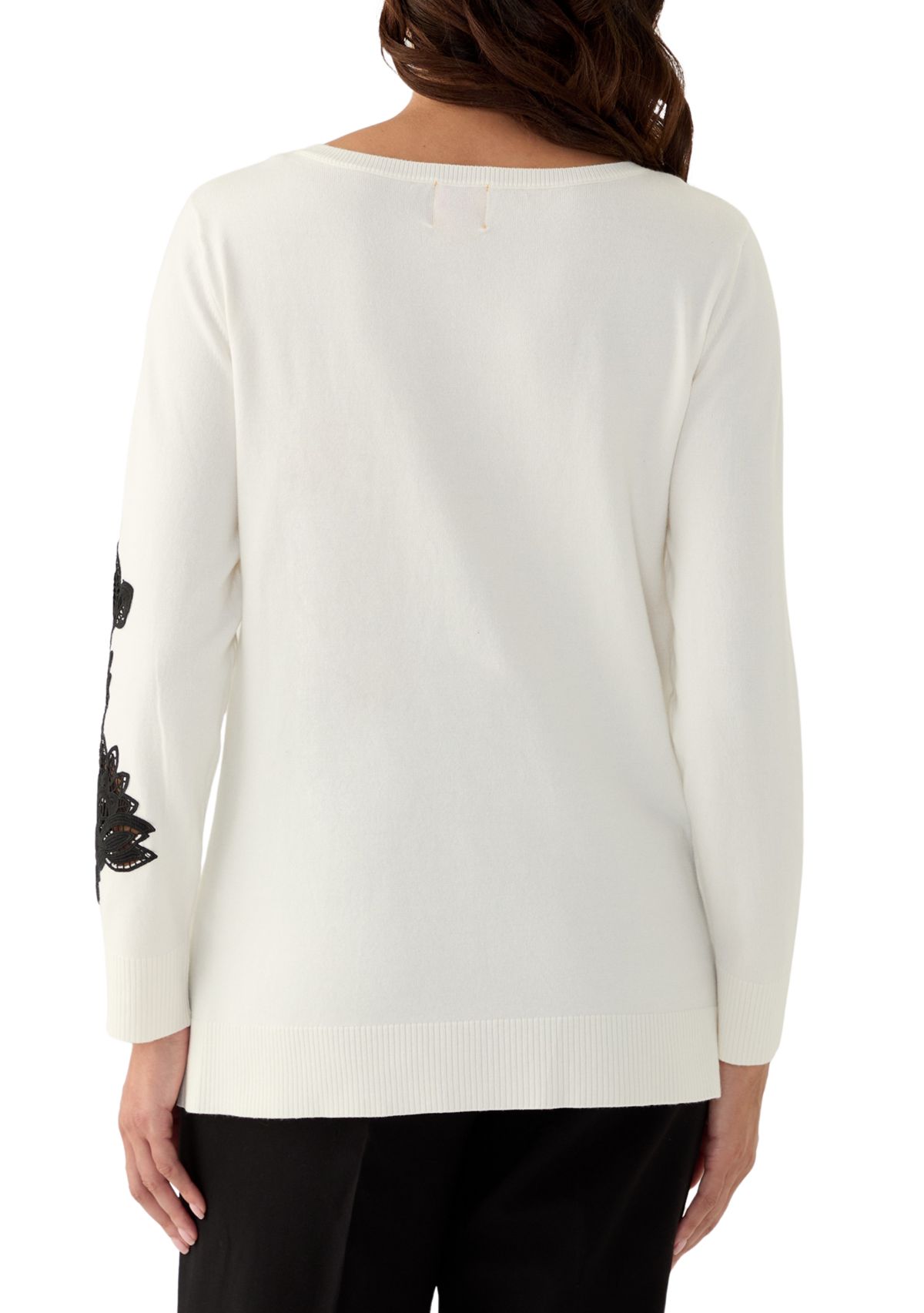 Womens Floral Lace Fine Gauge Sweater