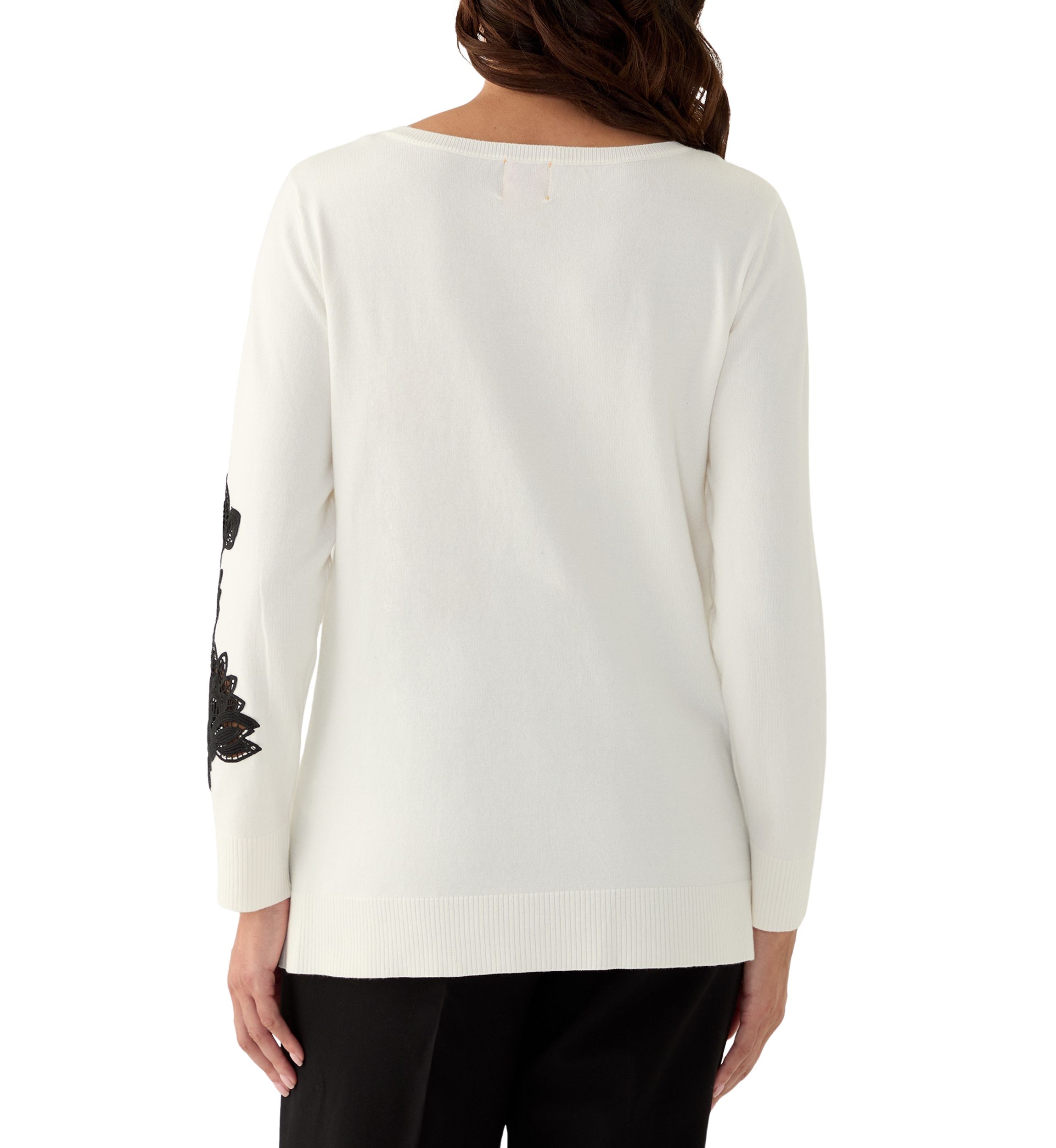Womens Floral Lace Fine Gauge Sweater