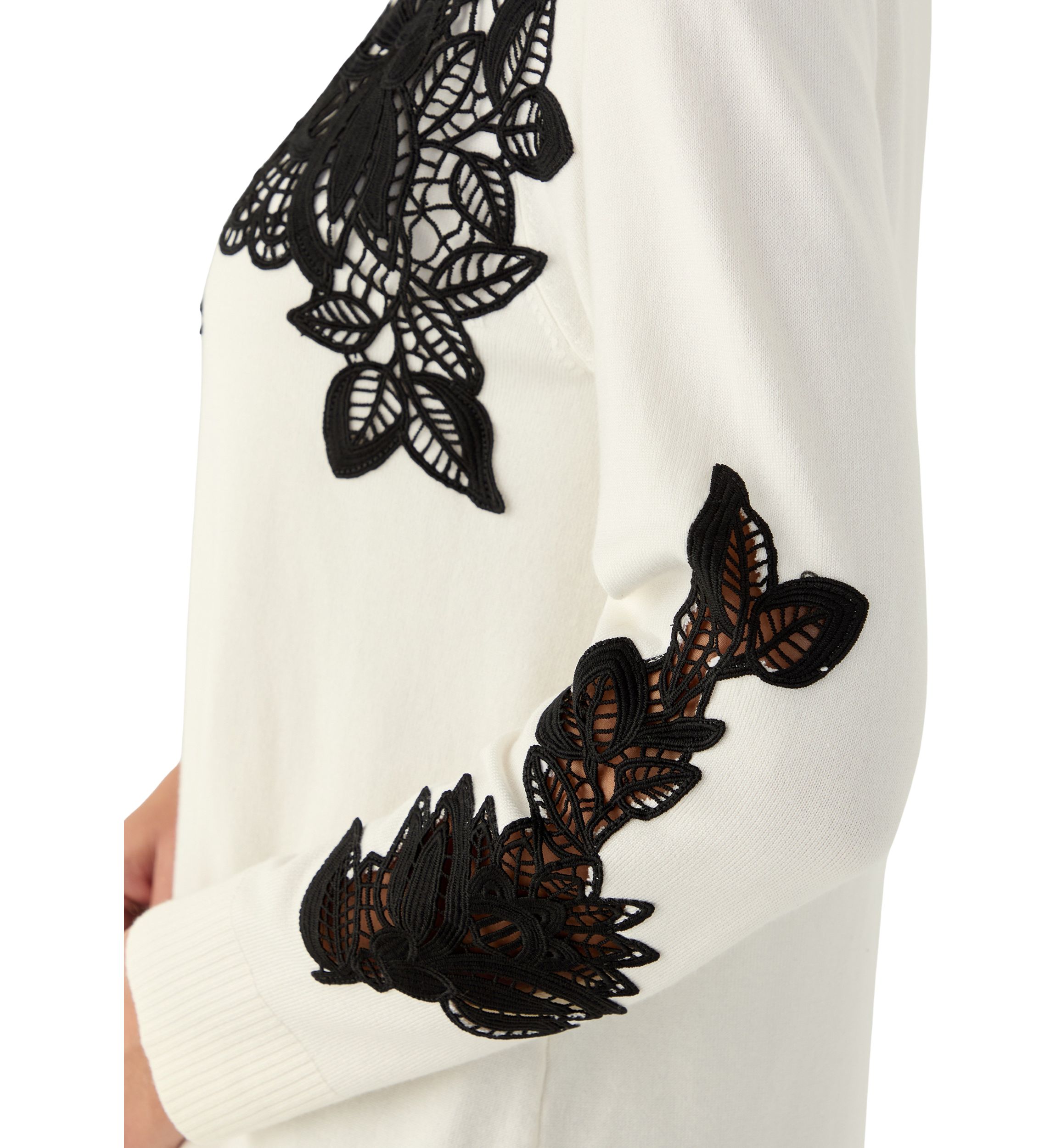 Womens Floral Lace Fine Gauge Sweater