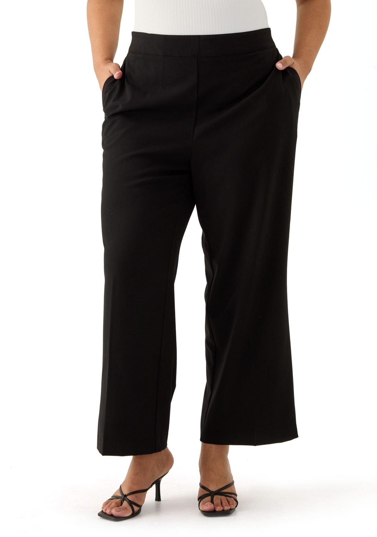 Plus Size Pull-On Wide Leg Light Weight Trouser Pants
