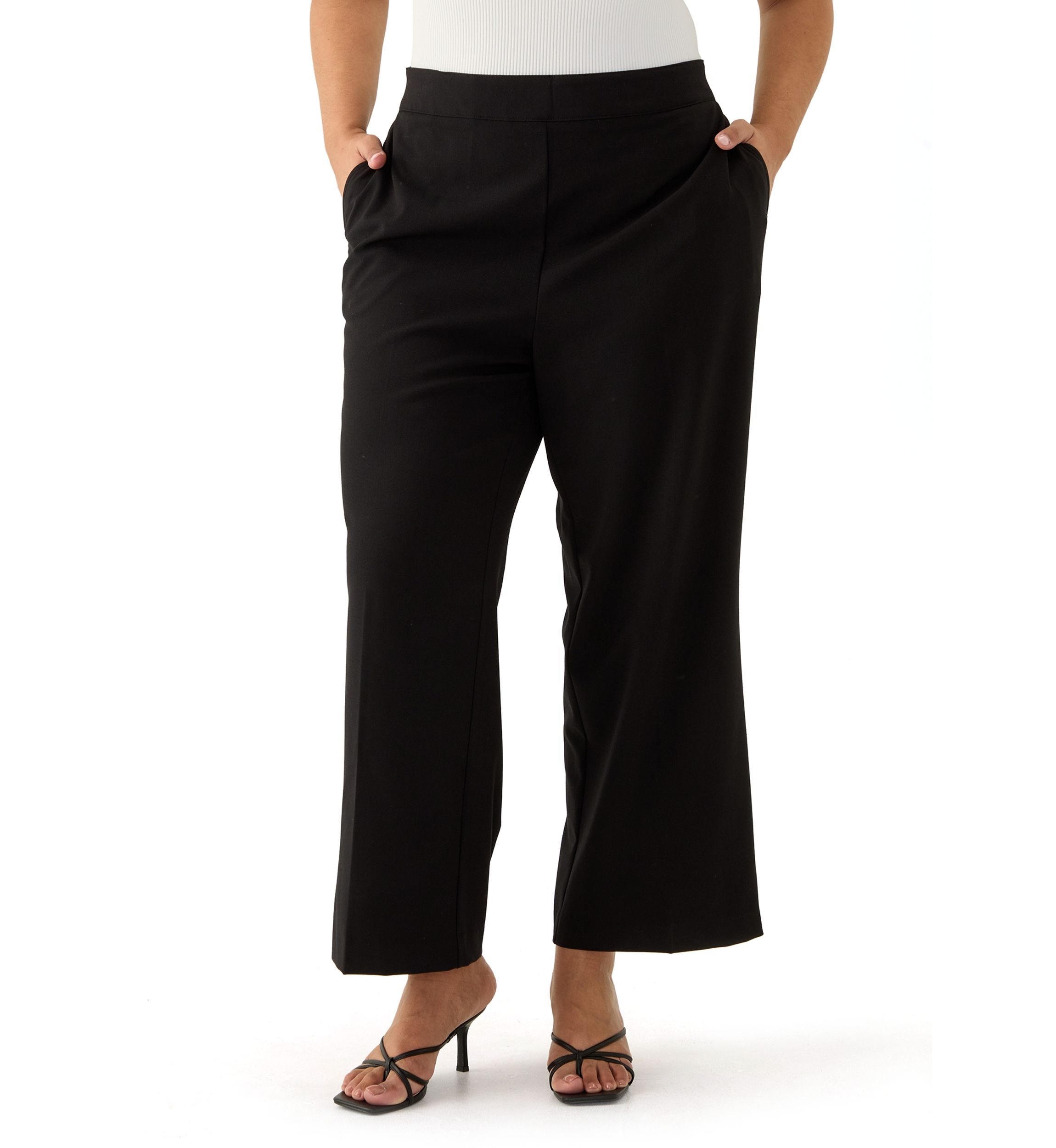 Plus Size Pull-On Wide Leg Light Weight Trouser Pants