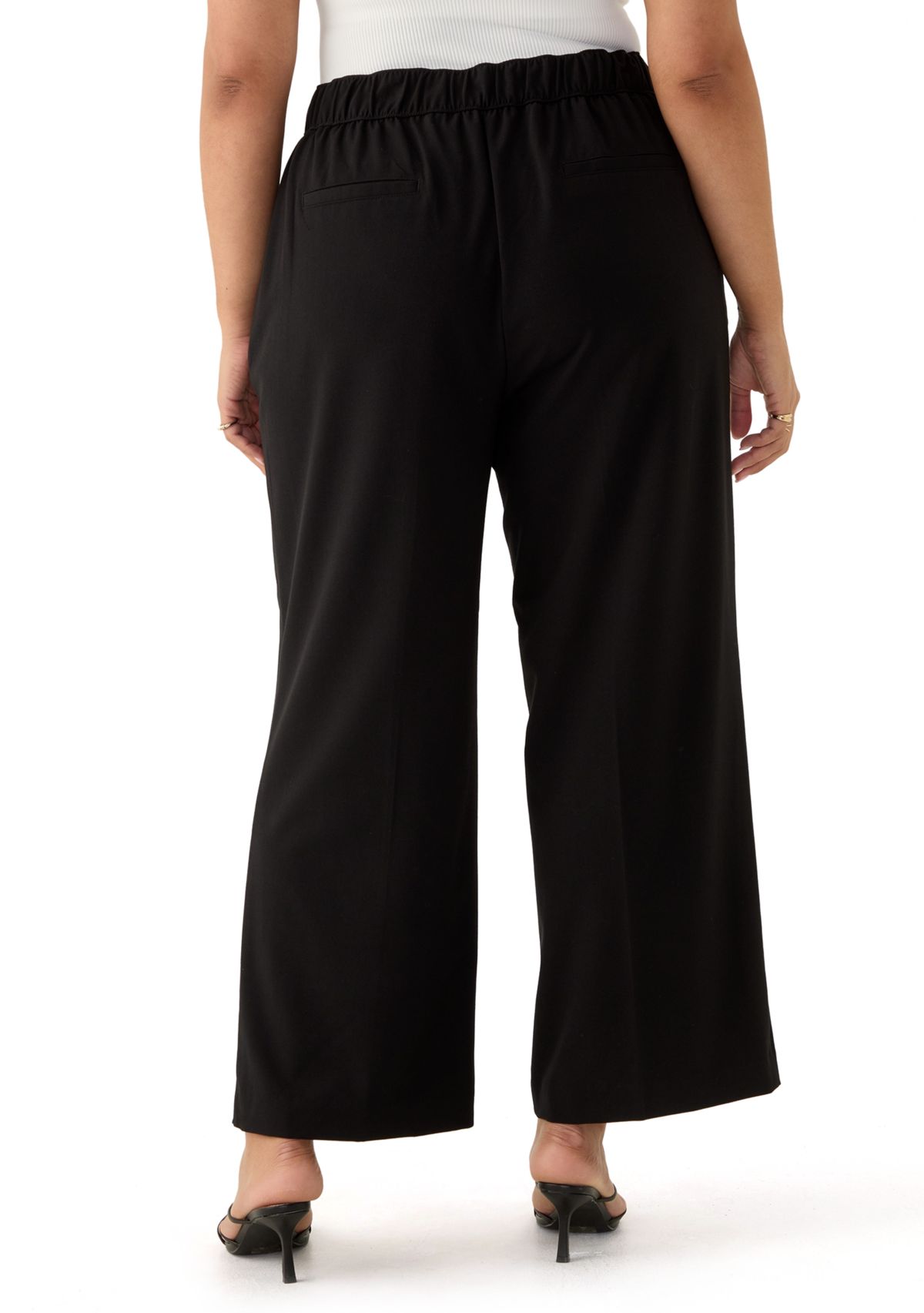 Plus Size Pull-On Wide Leg Light Weight Trouser Pants