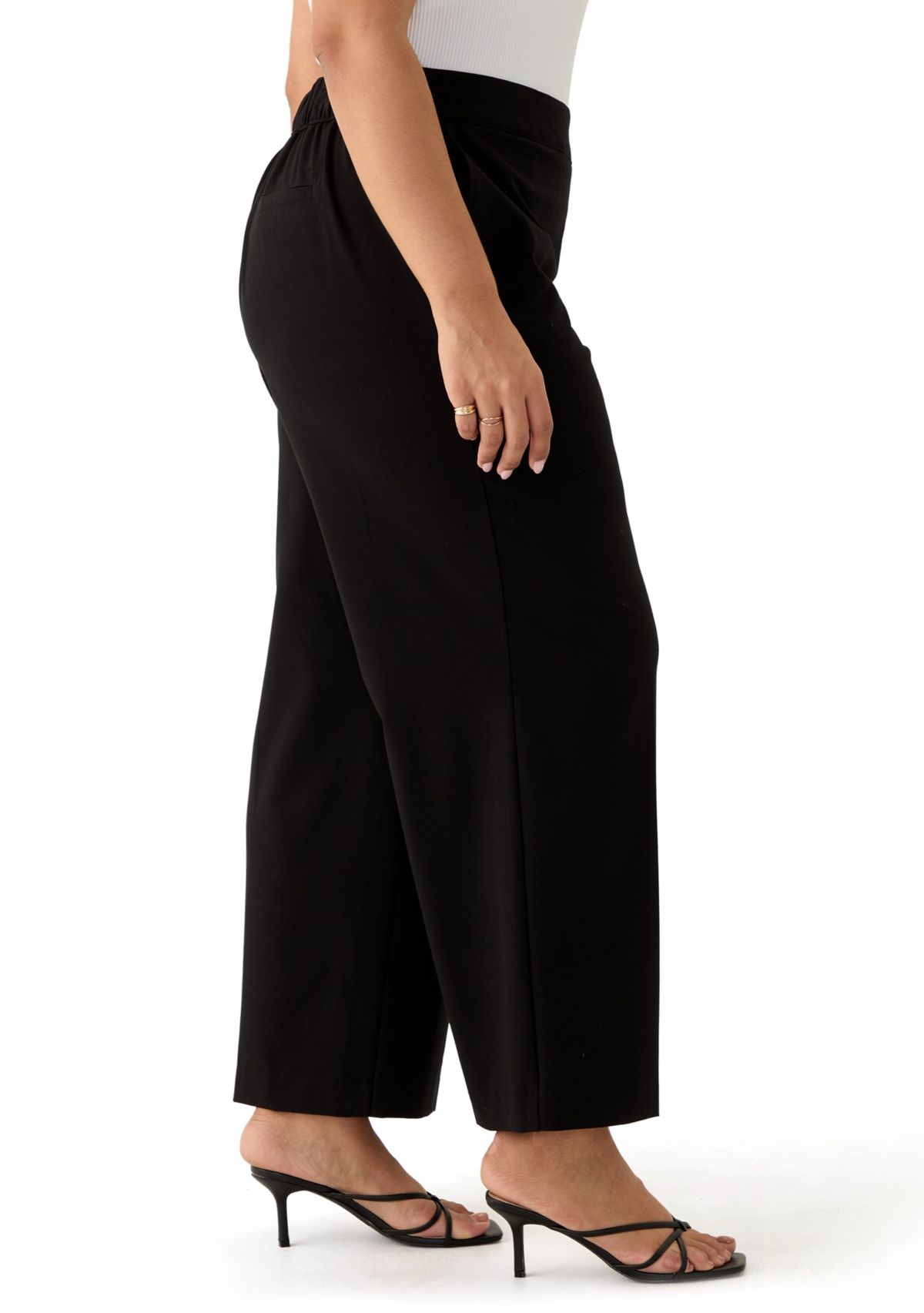 Plus Size Pull-On Wide Leg Light Weight Trouser Pants