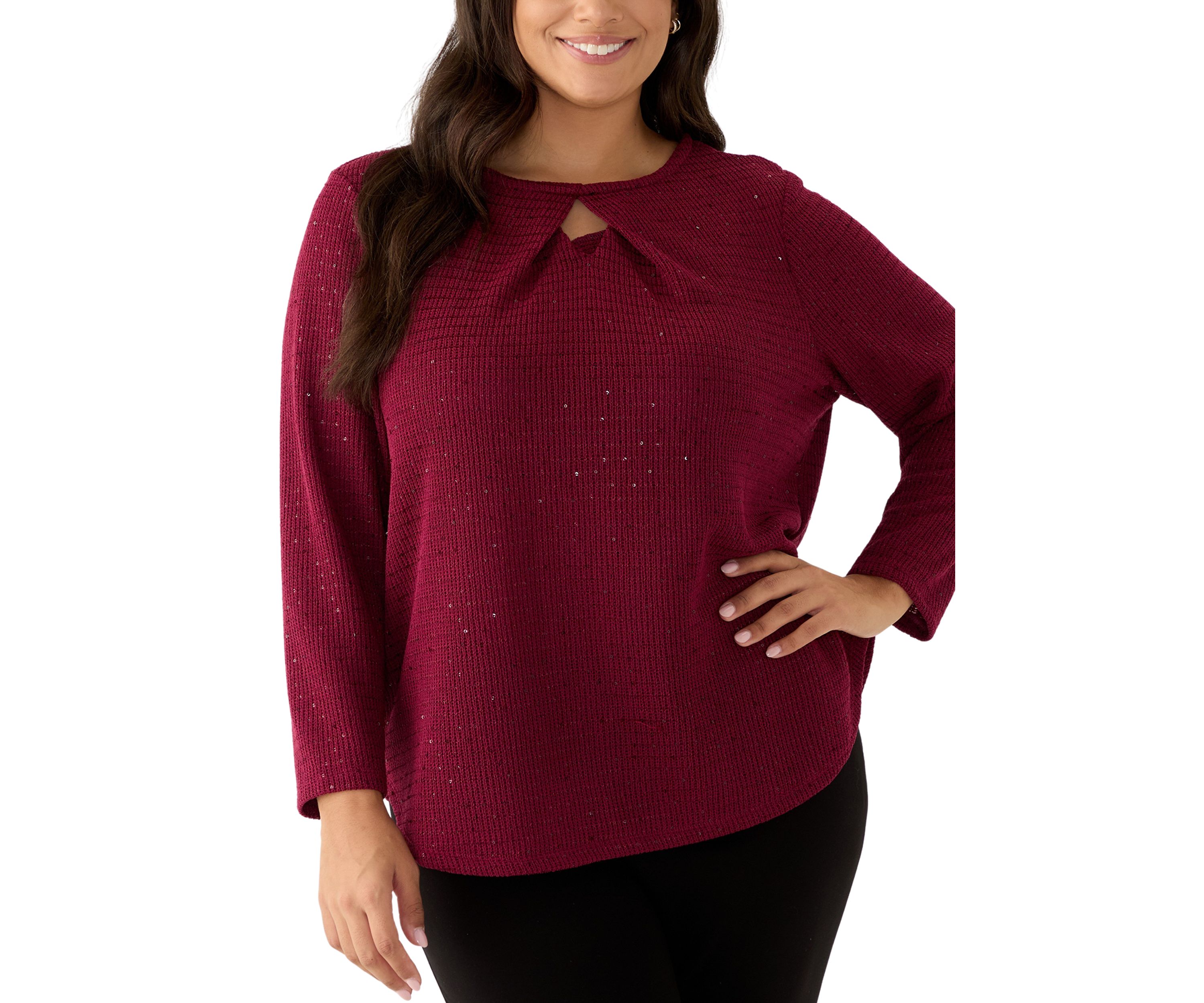 Scoop Neck With Diamond Detail Sequin Knit Top