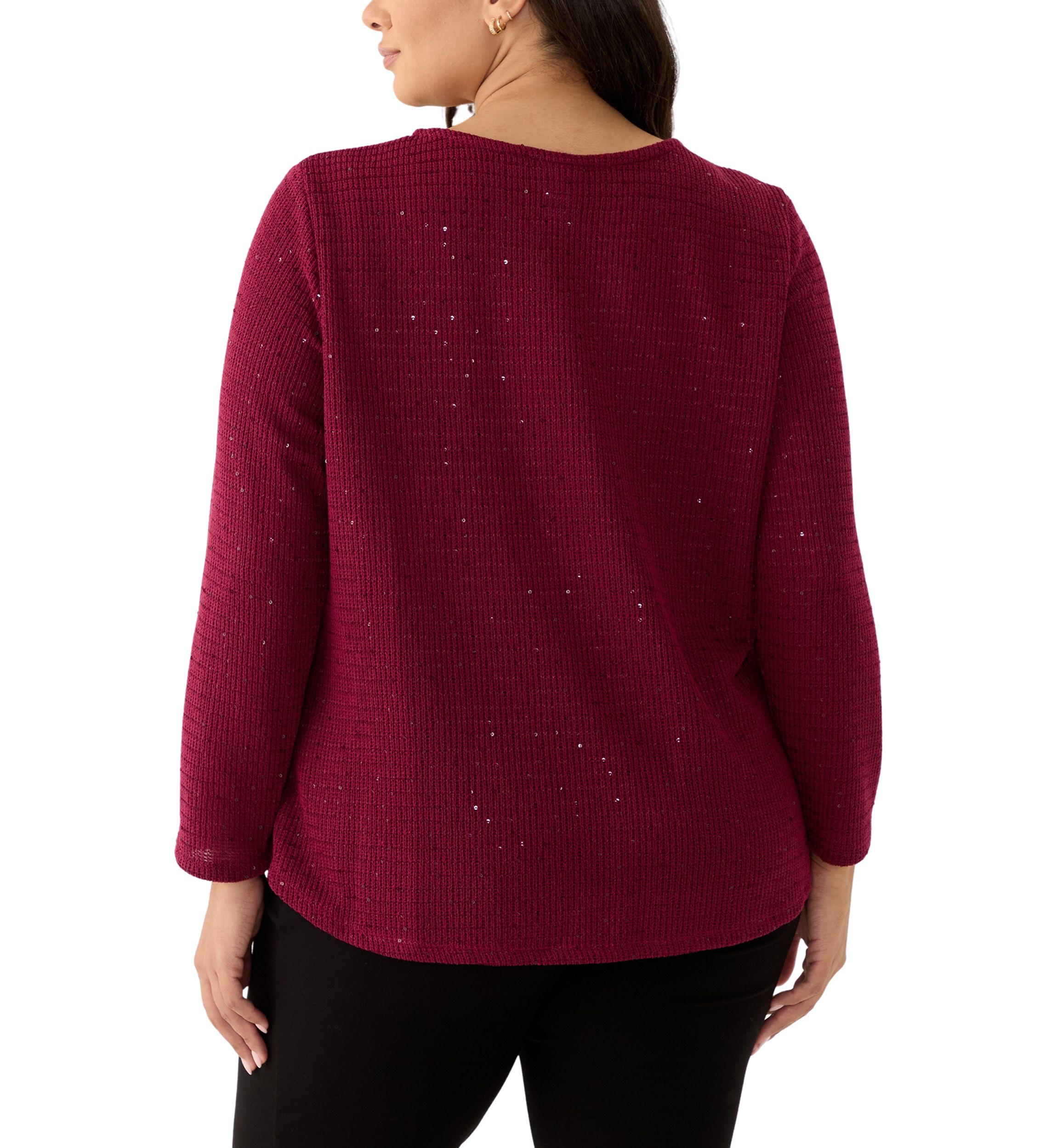 Scoop Neck With Diamond Detail Sequin Knit Top