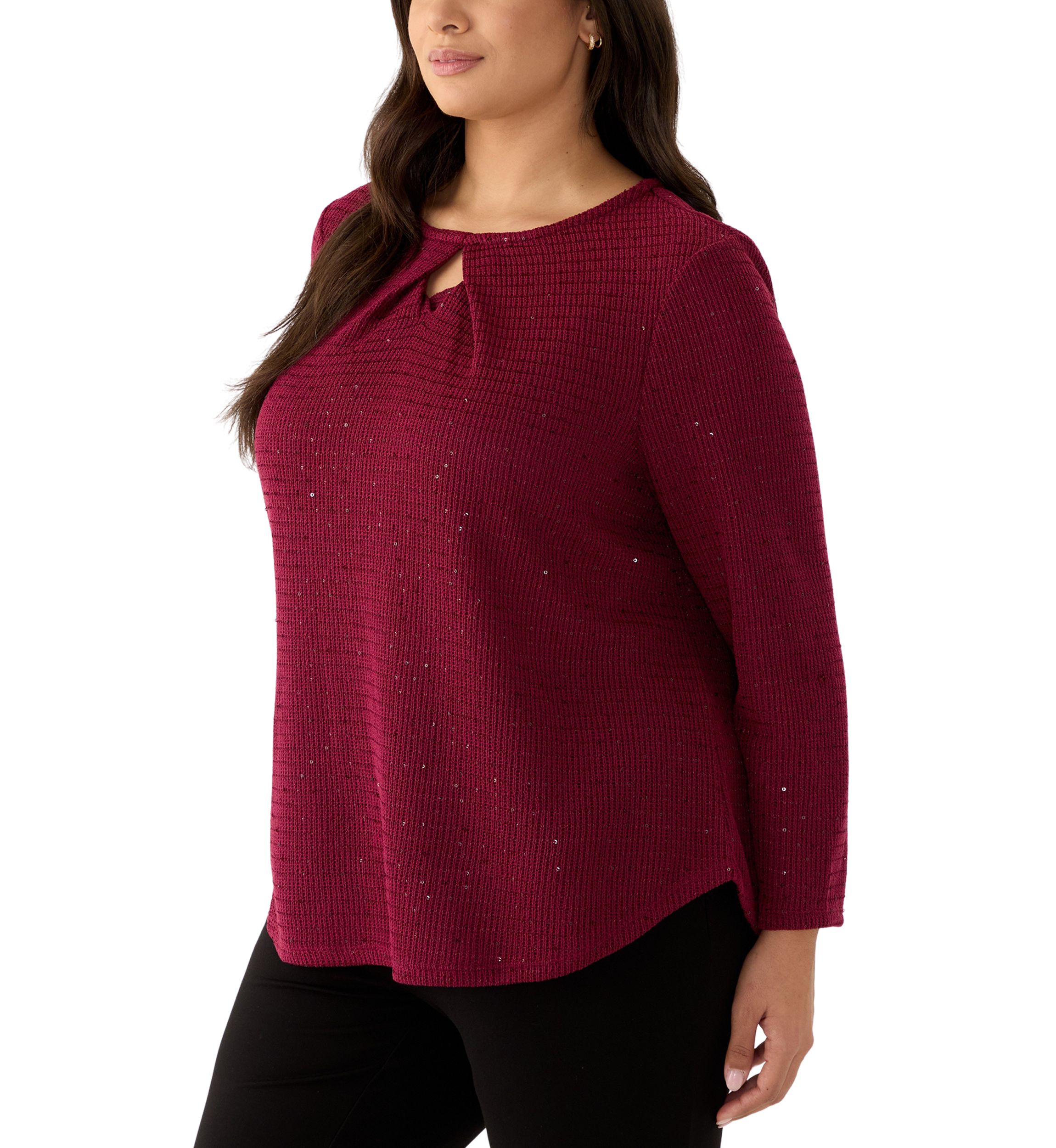 Scoop Neck With Diamond Detail Sequin Knit Top