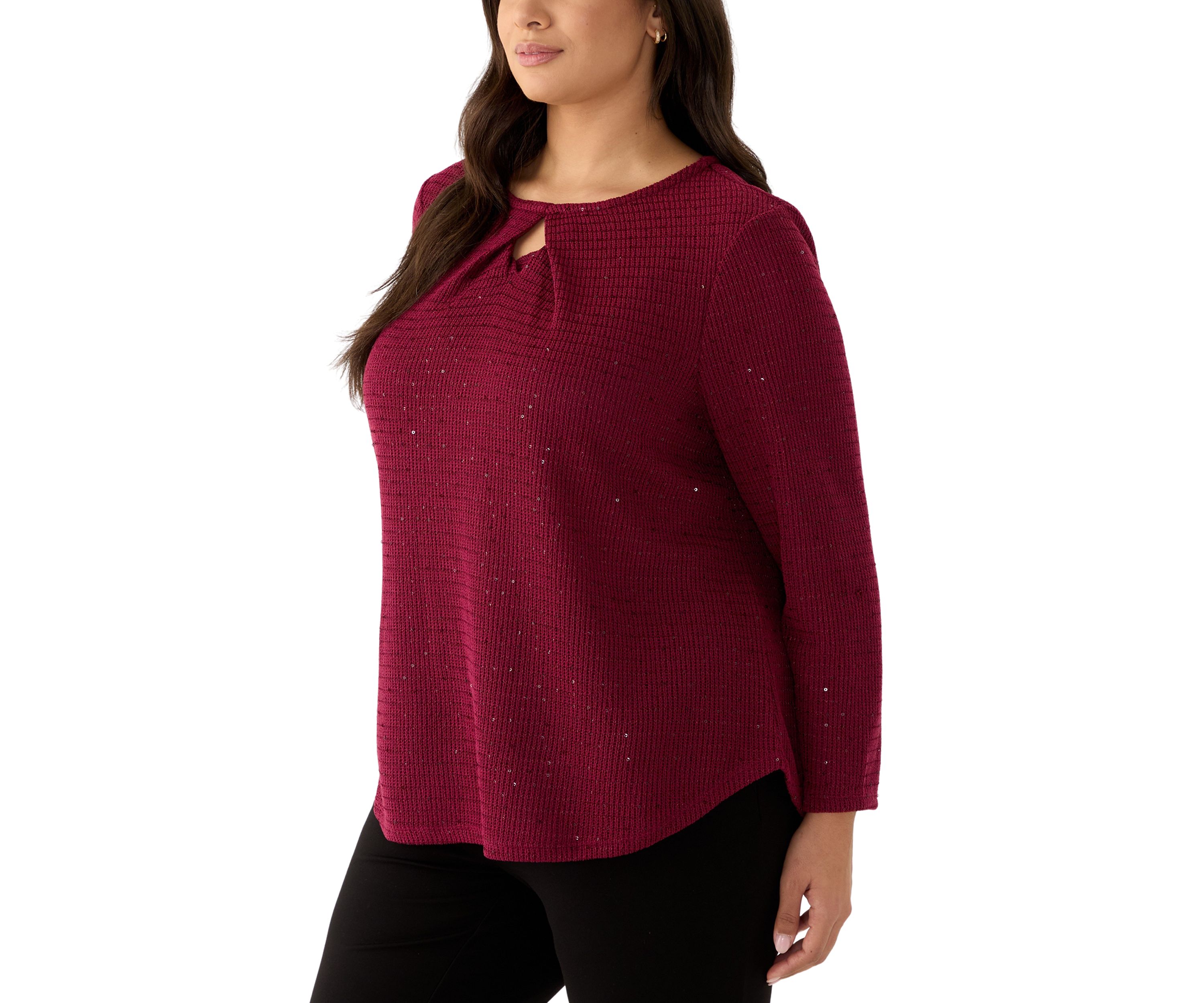 Scoop Neck With Diamond Detail Sequin Knit Top