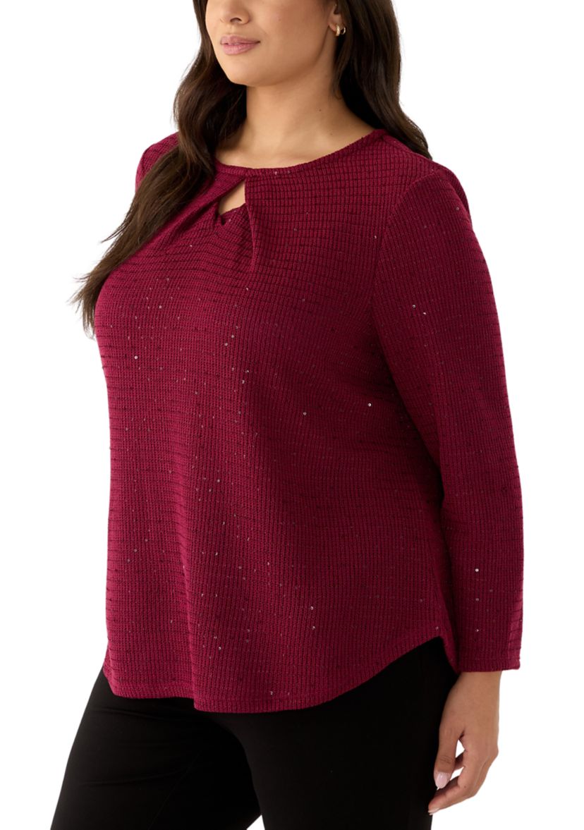 Scoop Neck With Diamond Detail Sequin Knit Top