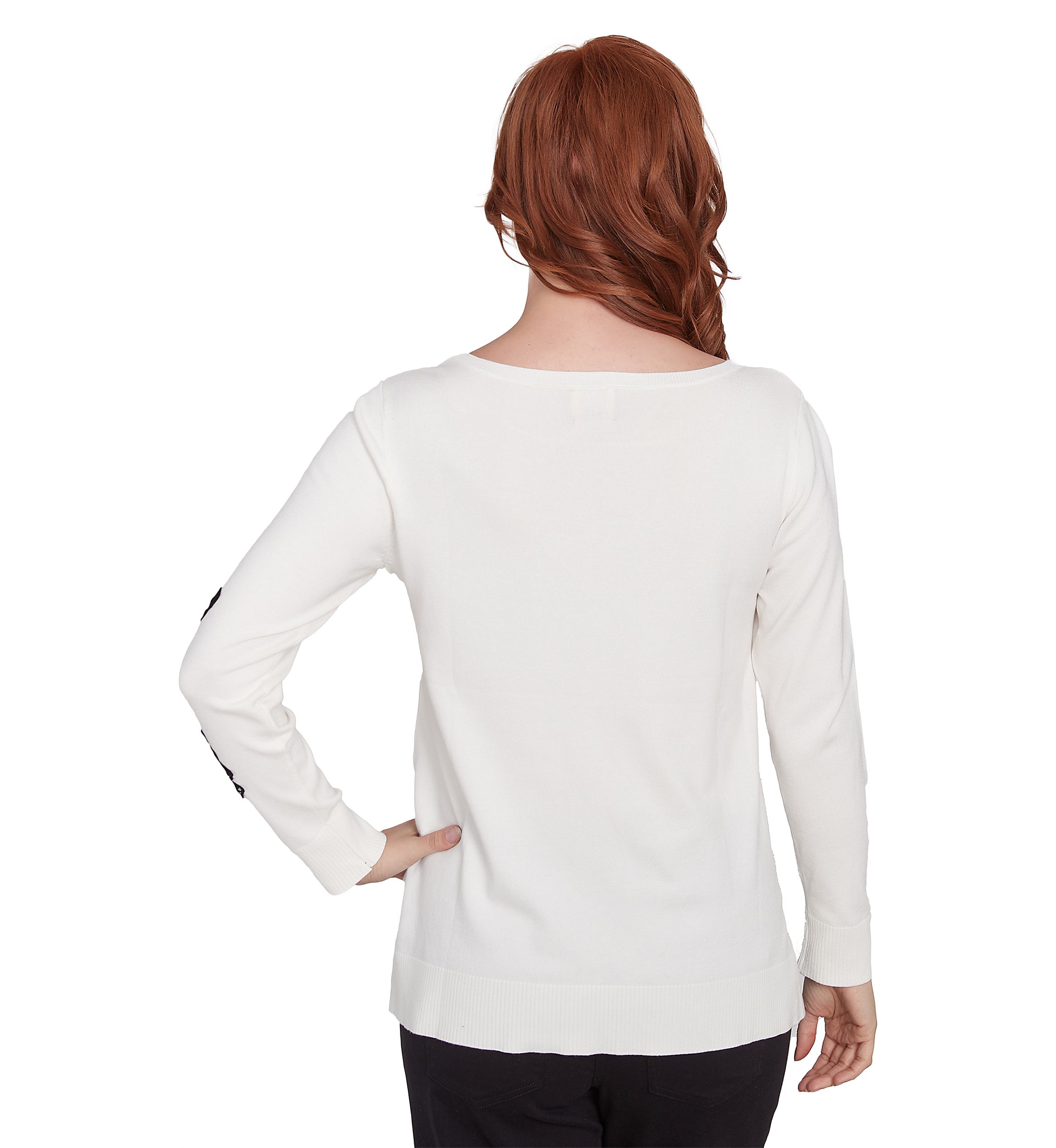 Petite Floral Lace Fine Gauge Sweater