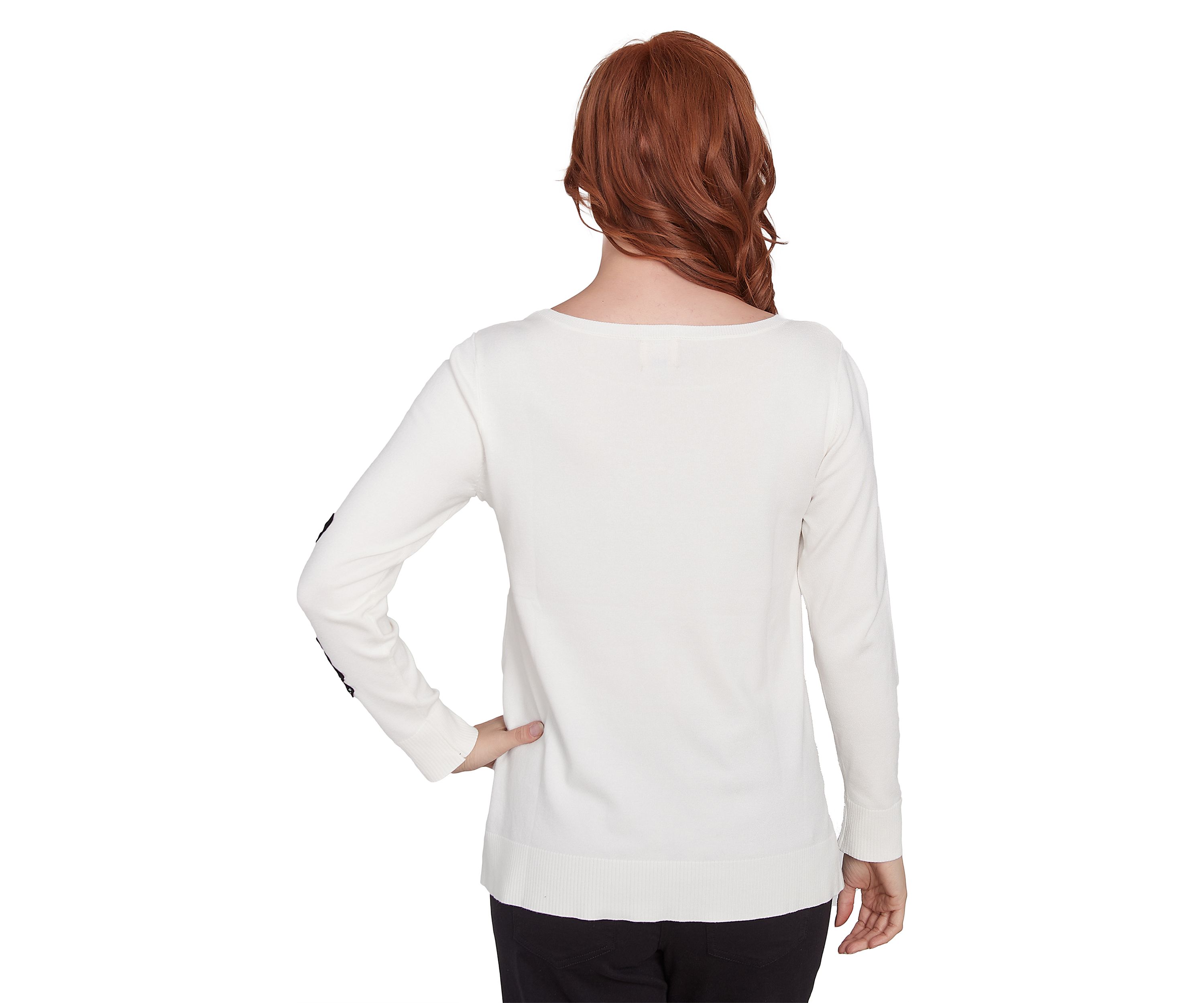 Petite Floral Lace Fine Gauge Sweater
