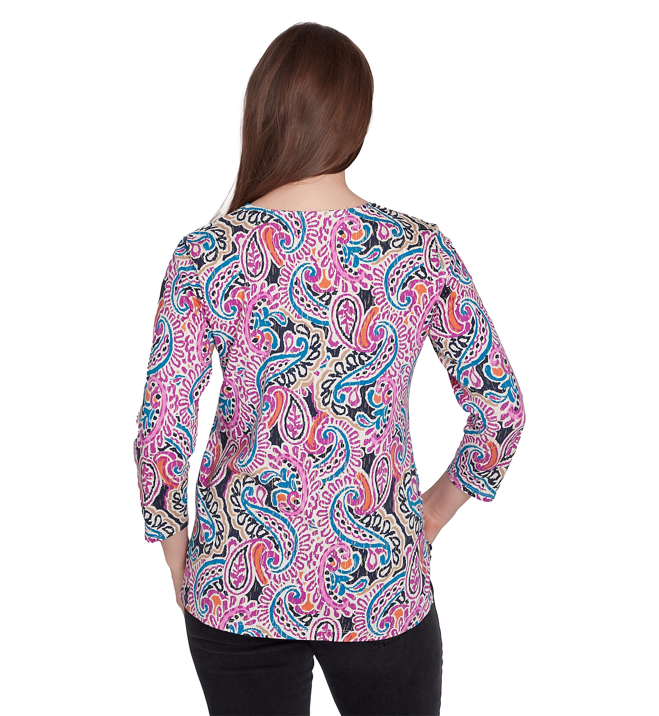 Petite Embellished Paisley Swirl Top