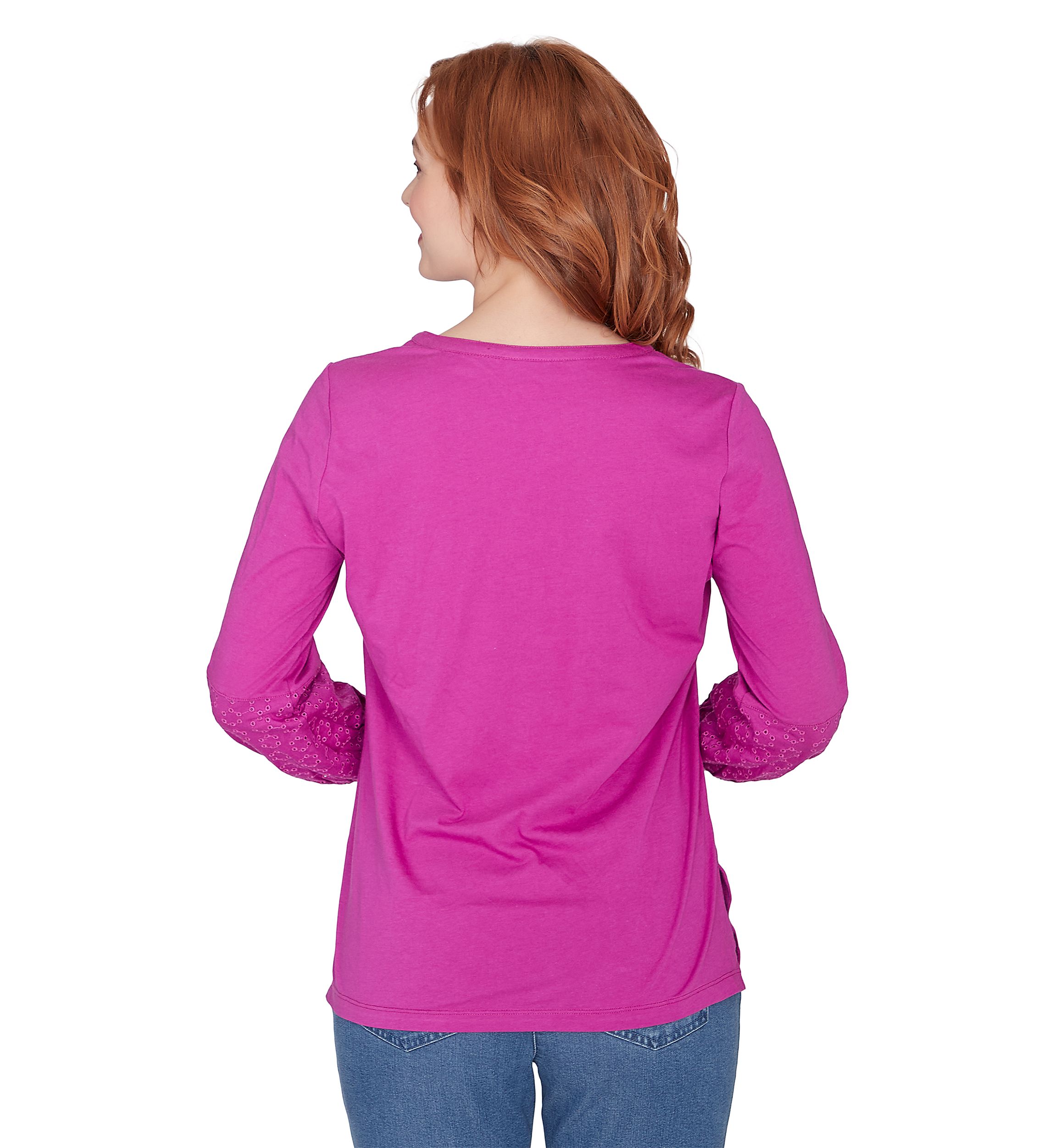 Petite Eyelet Solid Knit Top