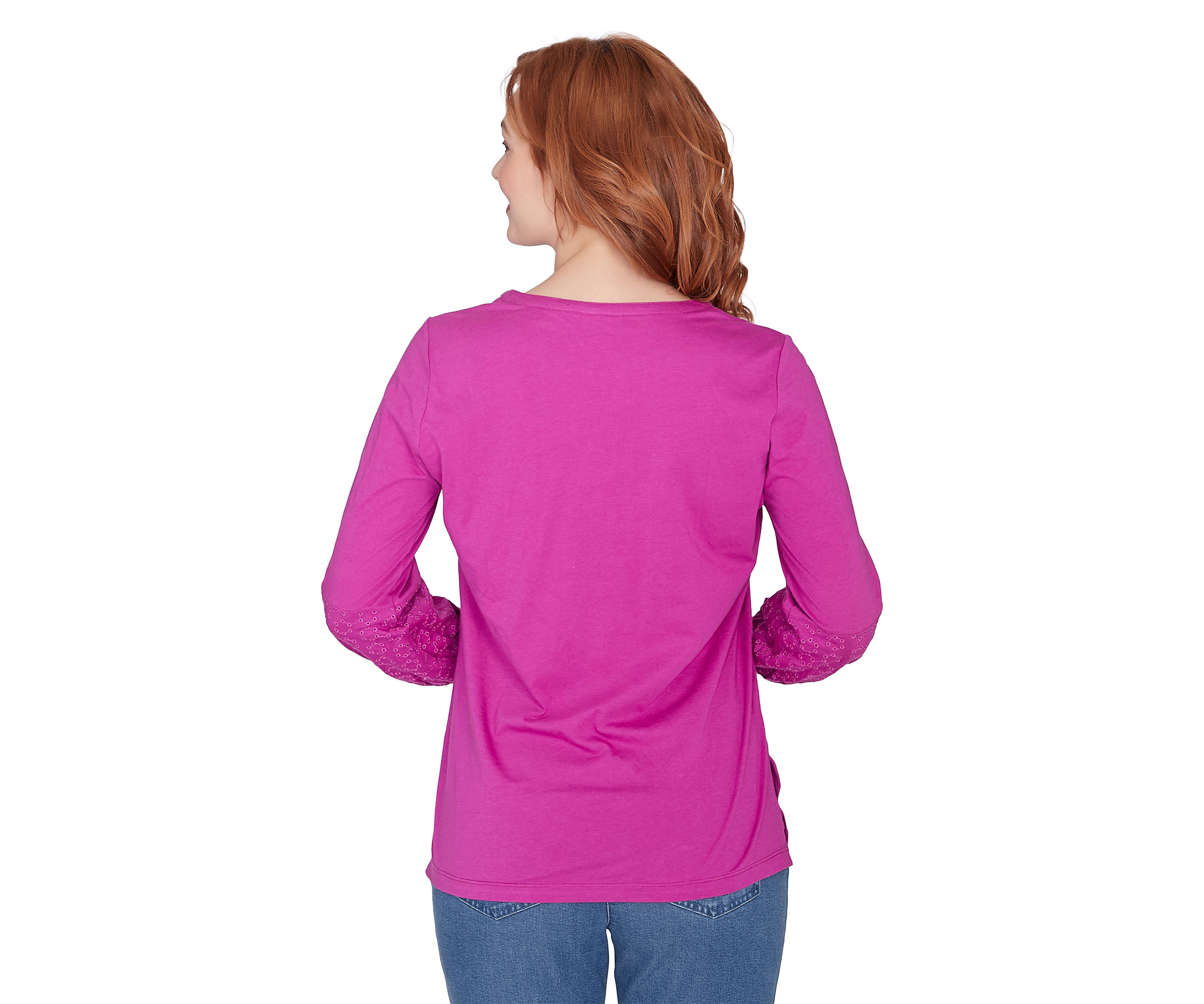 Petite Eyelet Solid Knit Top
