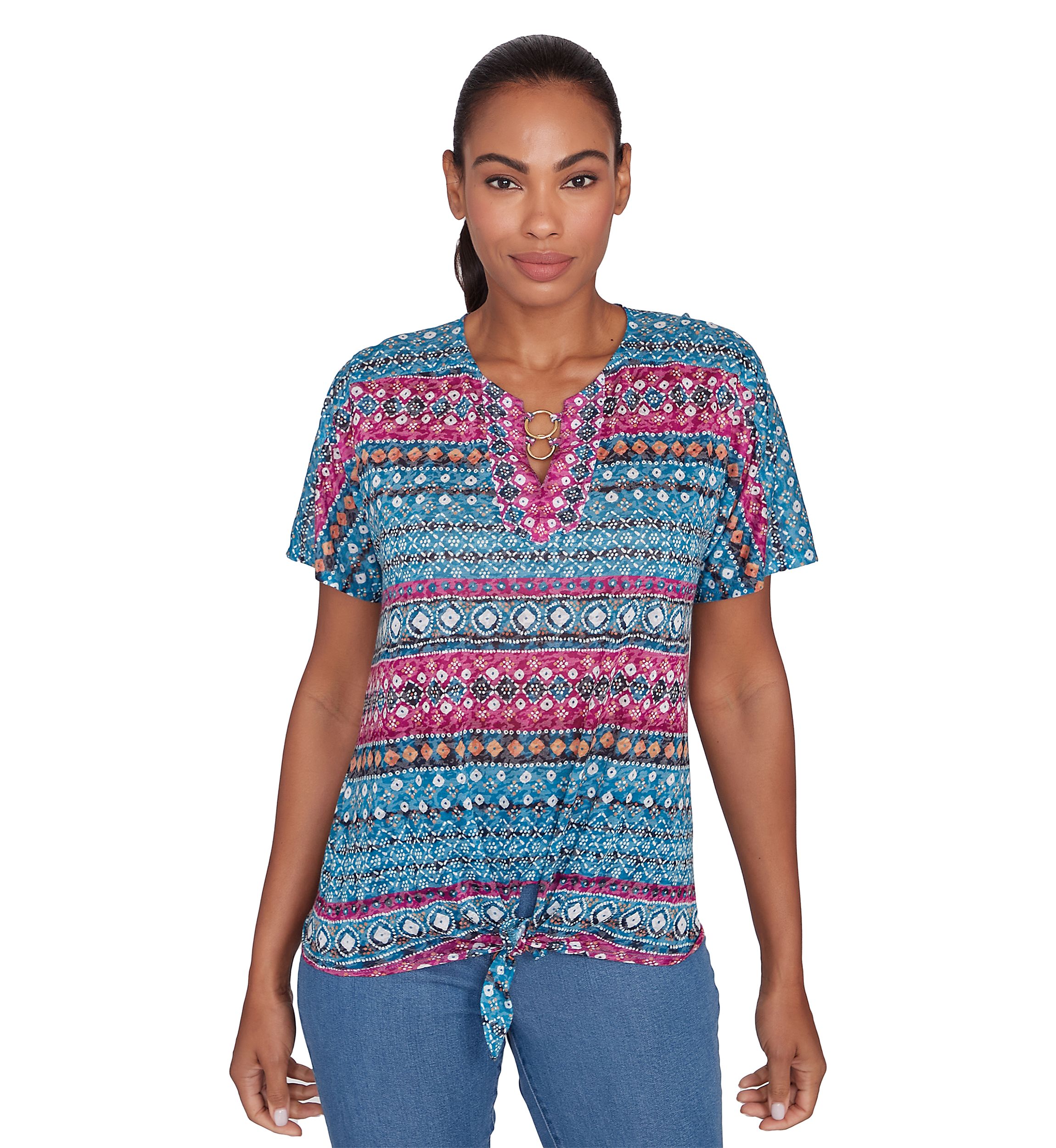 Petite Batik Print Knit Top