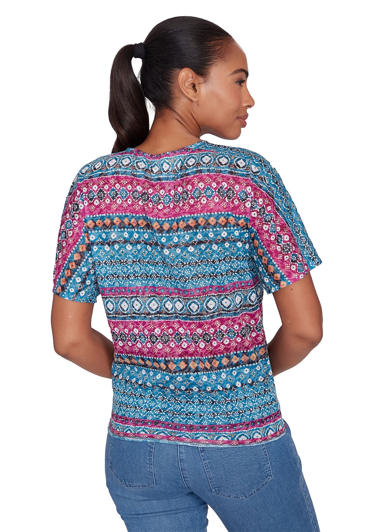 Petite Batik Print Knit Top