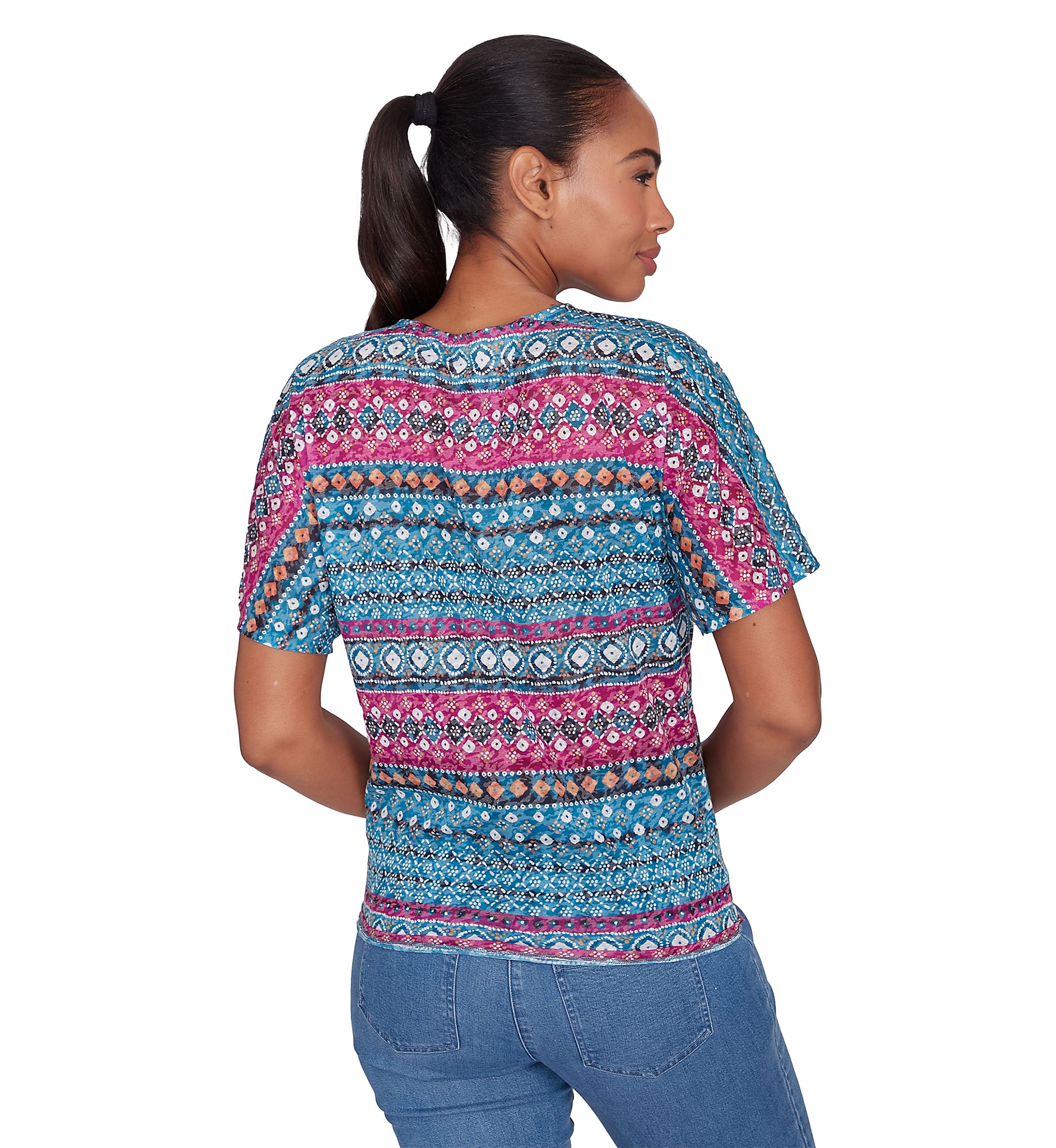 Petite Batik Print Knit Top